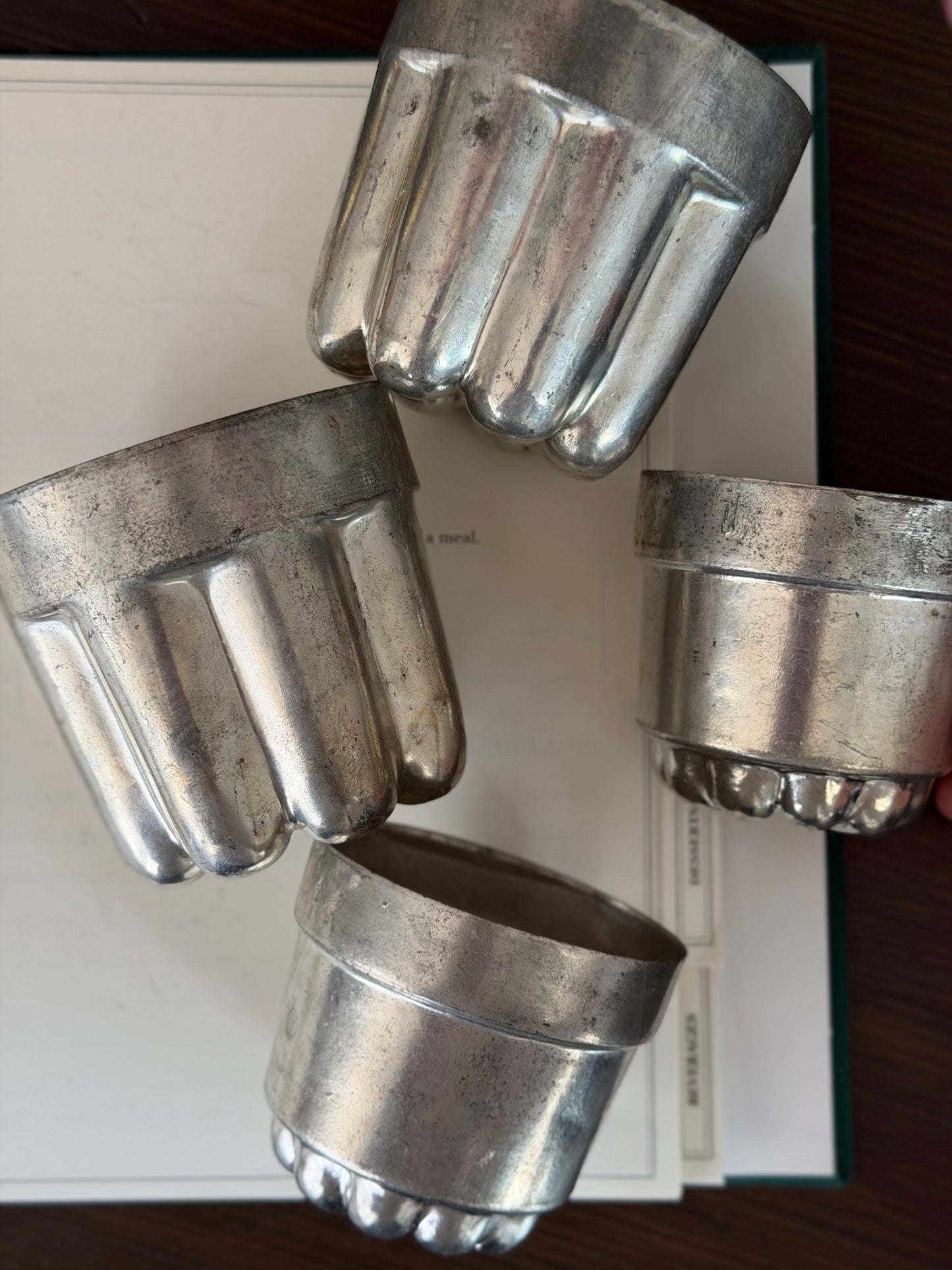 Set de 4 recipiente vintage pentru cannele din inox, 1960