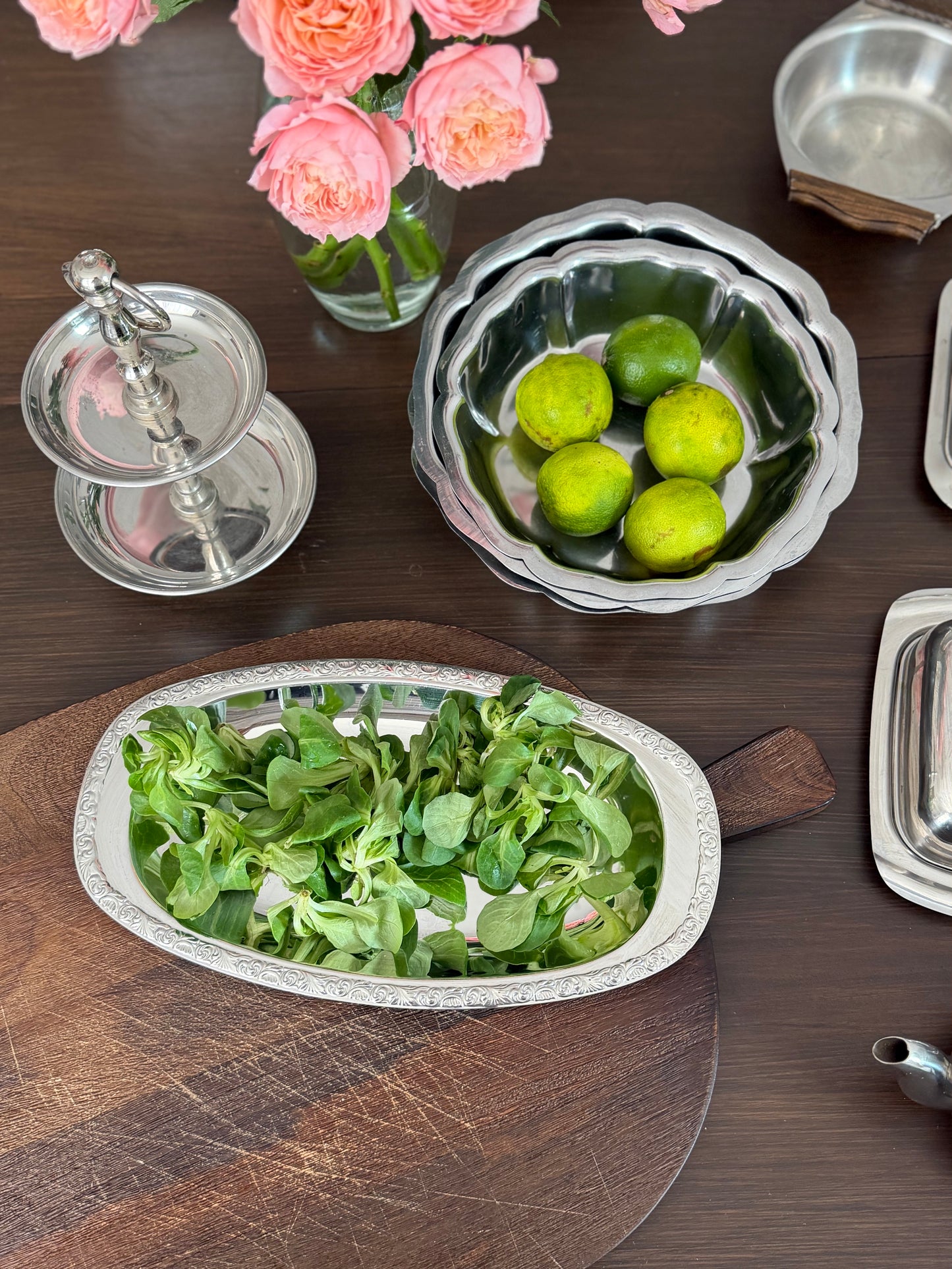 Tavǎ ovalǎ vintage pentru servire din inox WMF