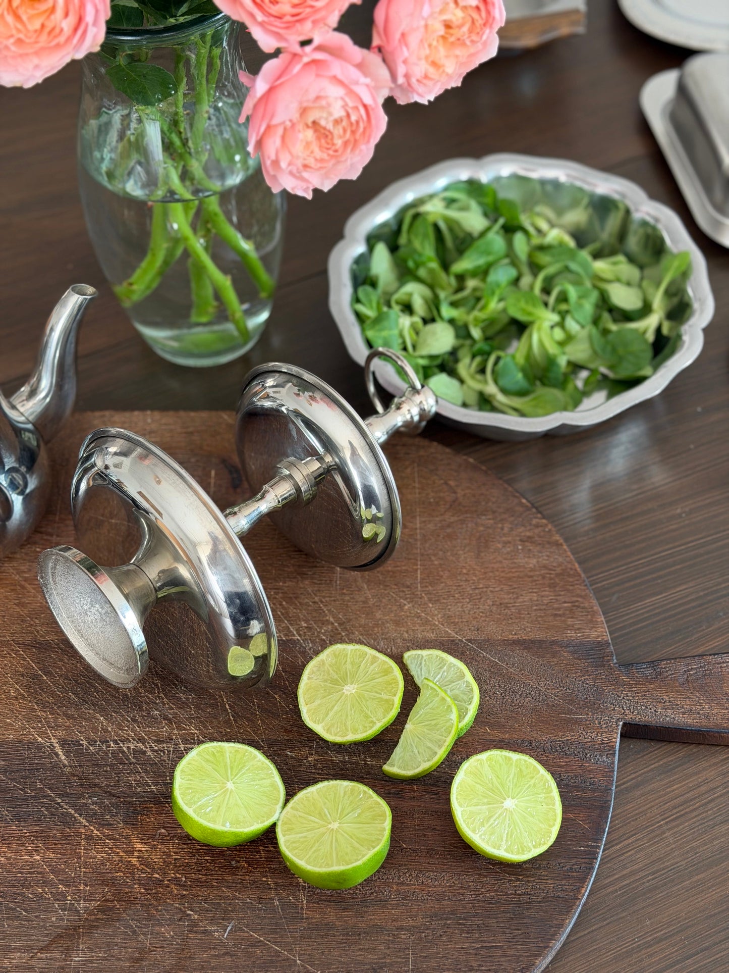 Platou supraetajat vintage din inox