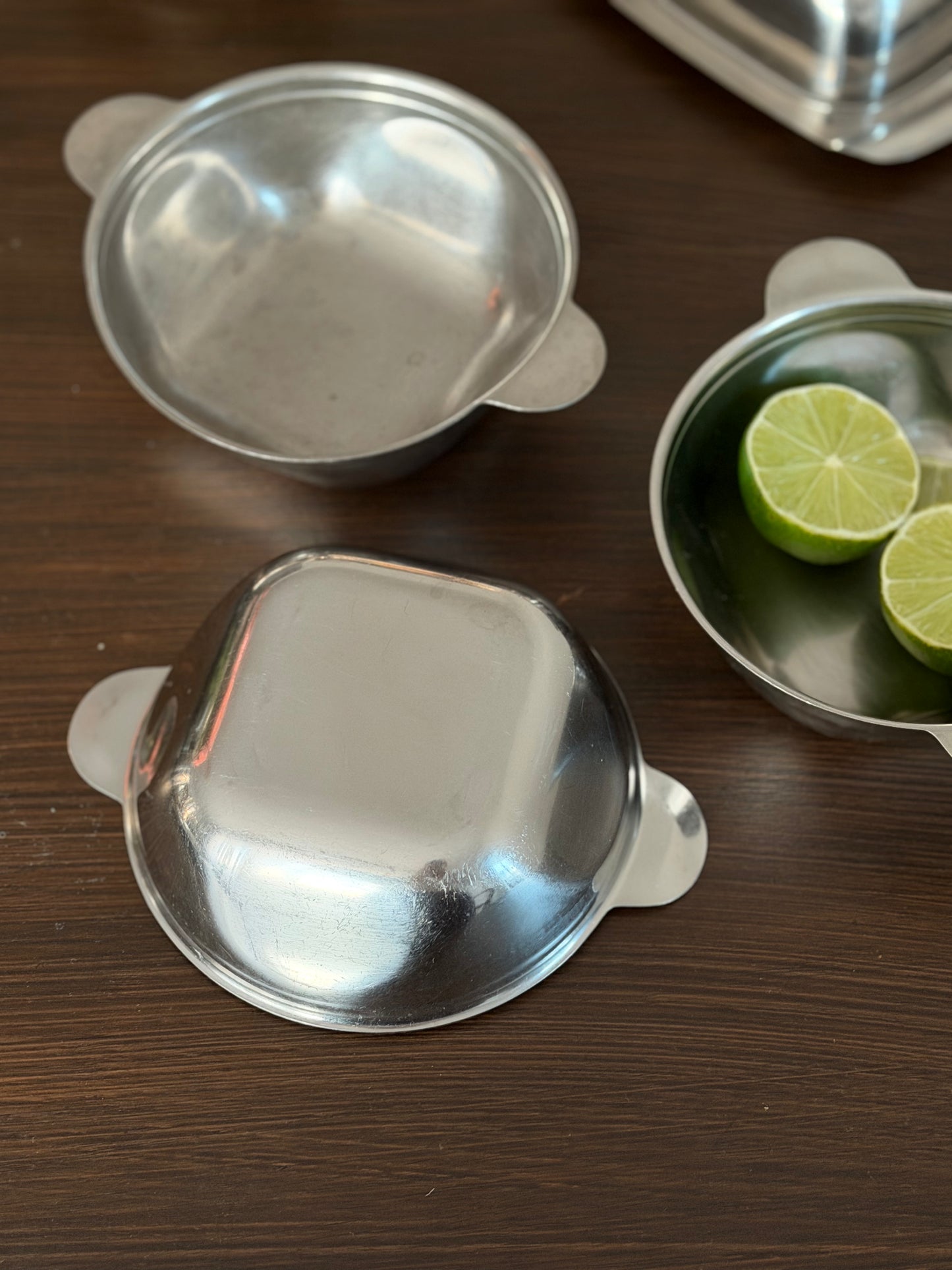 Set de 3 boluri de servire vintage din inox