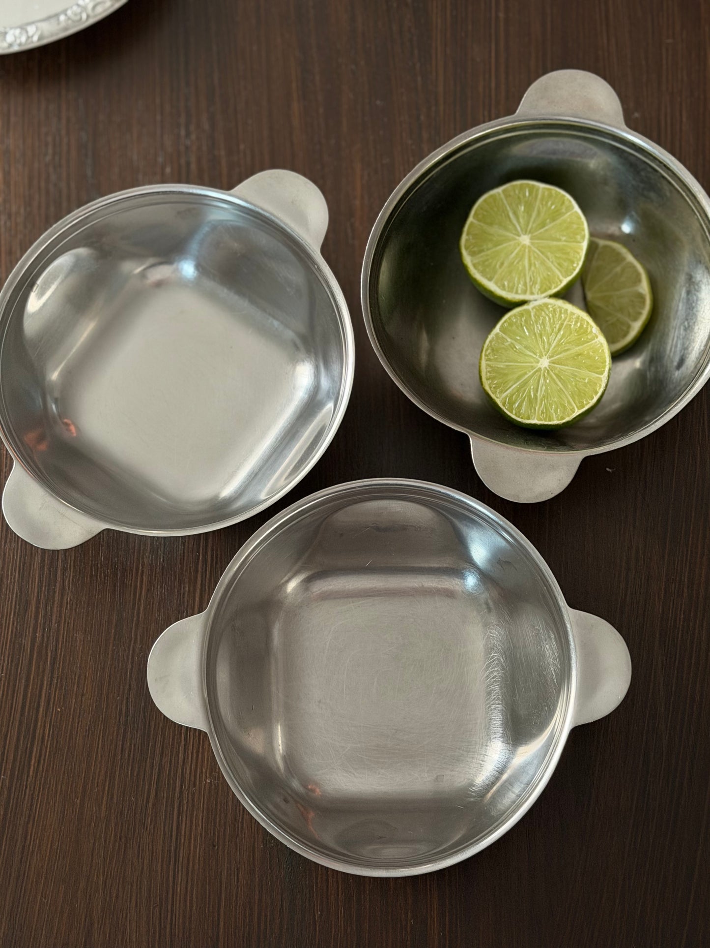 Set de 3 boluri de servire vintage din inox