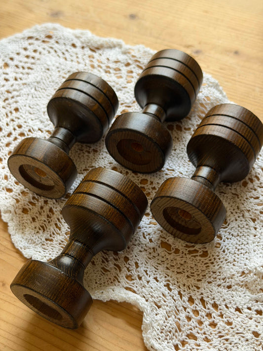 Set de 4 suporturi pentru oua din lemn, Mid-Century