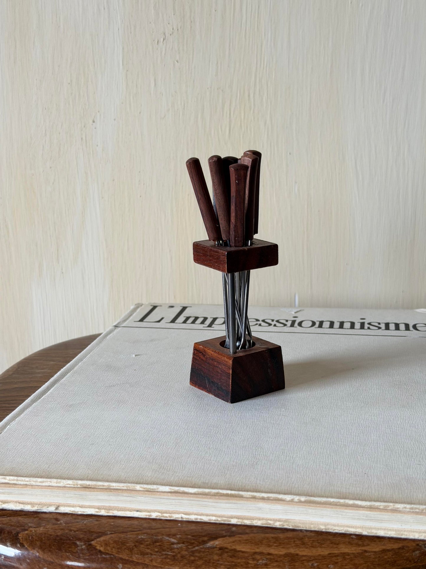 Set de furculițe pentru gustări din lemn, Mid-Century modern