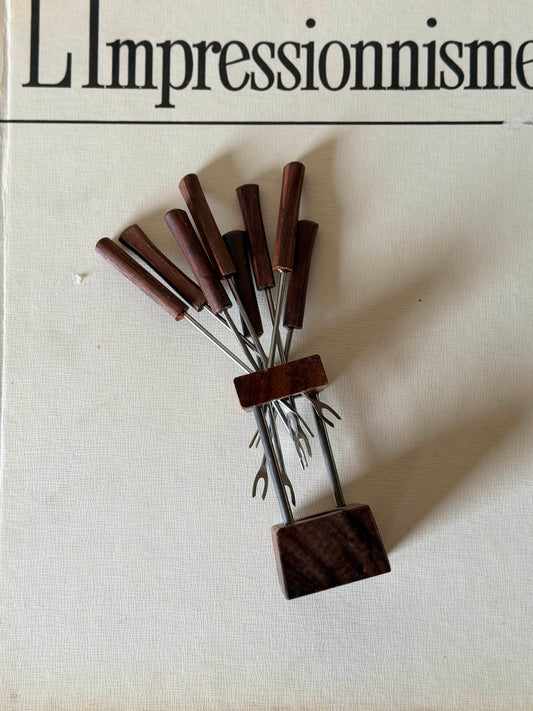 Set de furculițe pentru gustări din lemn, Mid-Century modern