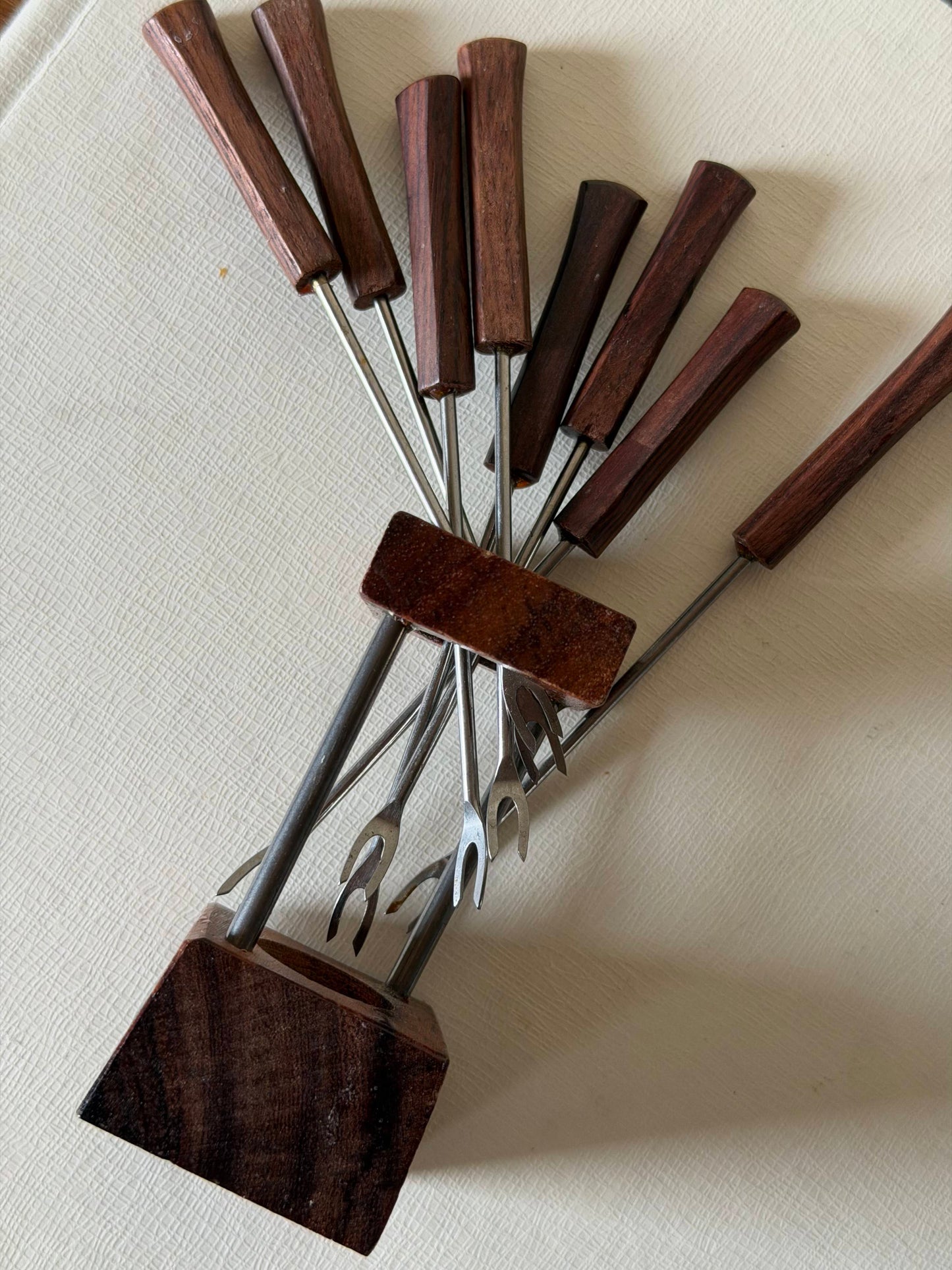 Set de furculițe pentru gustări din lemn, Mid-Century modern