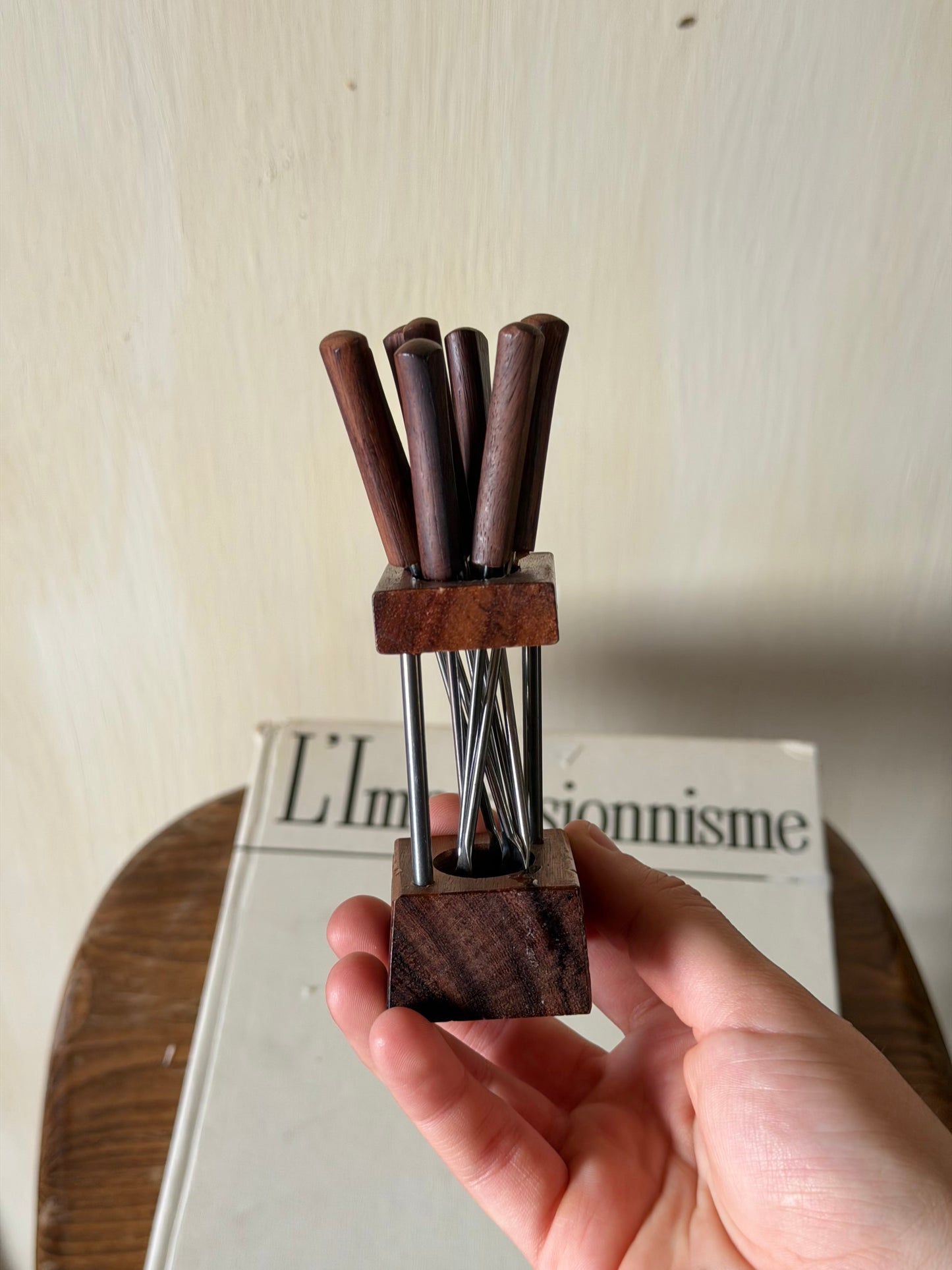 Set de furculițe pentru gustări din lemn, Mid-Century modern