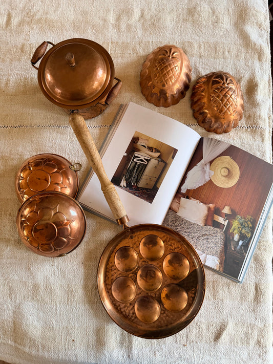Tigaie vintage decorativă din cupru, Franța
