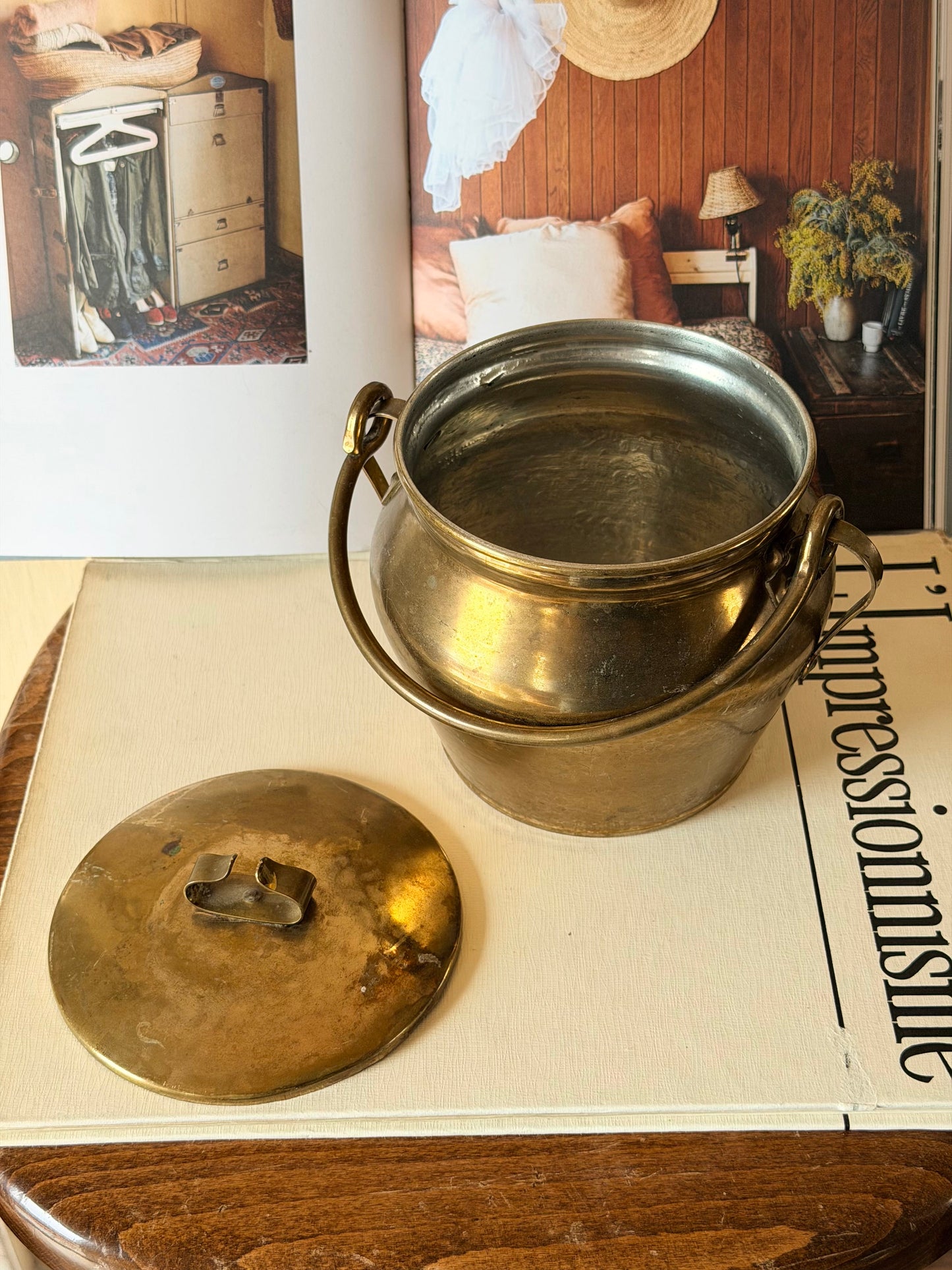 Recipient cu capac din alama, vintage Skultuna 1980