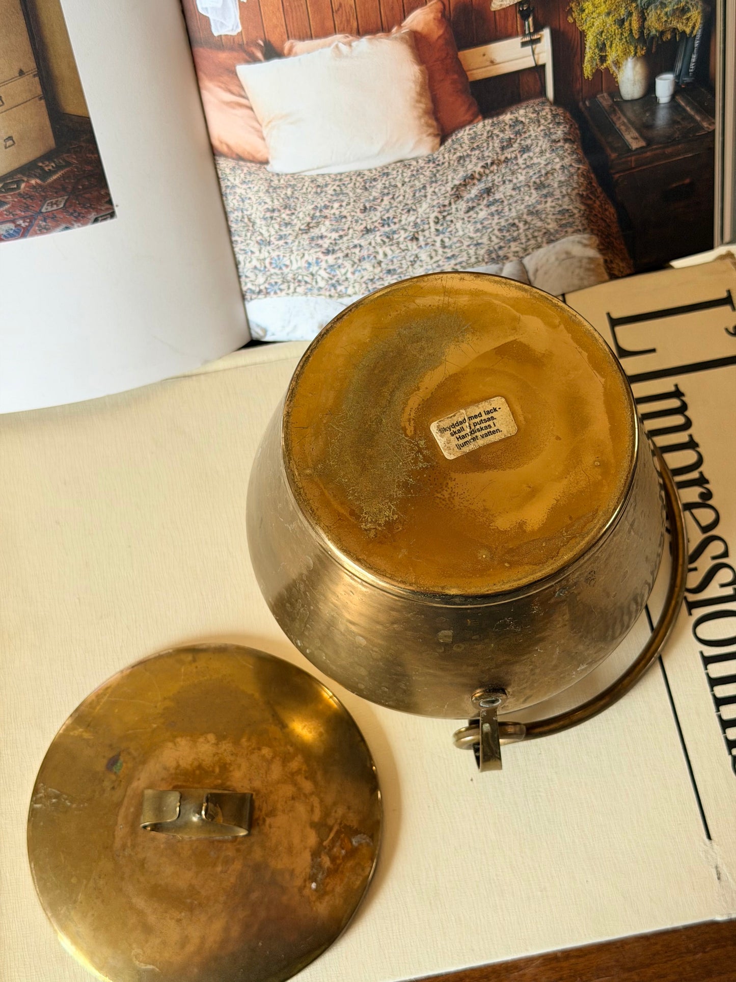 Recipient cu capac din alama, vintage Skultuna 1980