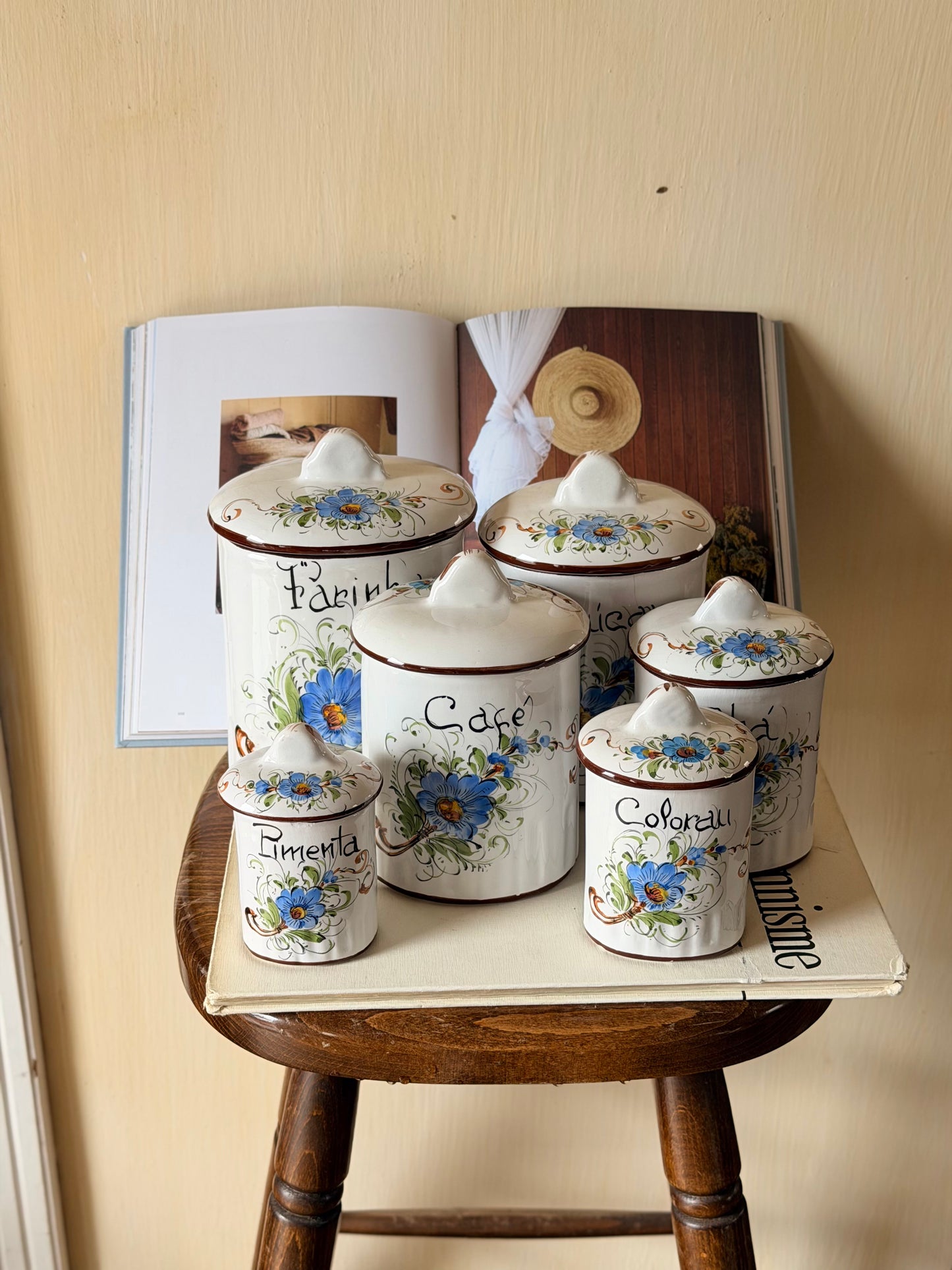Set de 6 recipiente pentru depozitare din ceramica portugheza