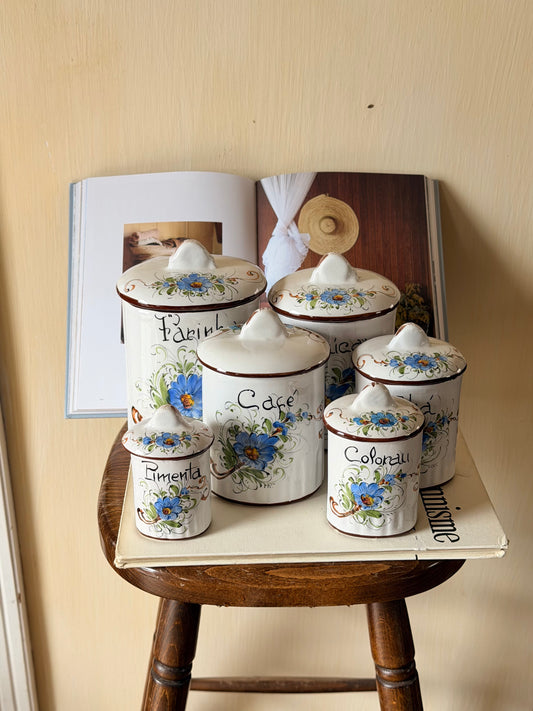 Set de 6 recipiente pentru depozitare din ceramica portugheza