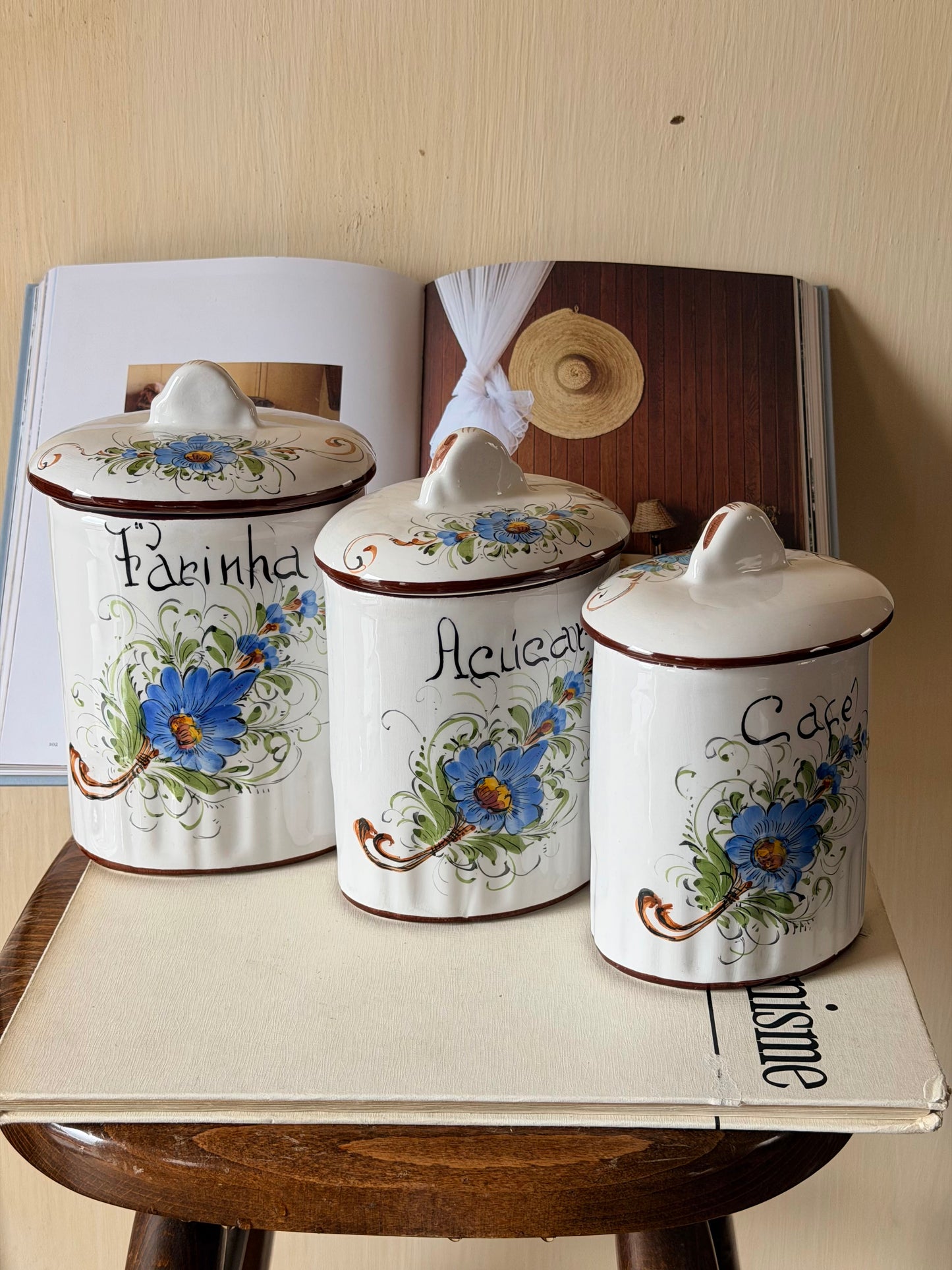 Set de 6 recipiente pentru depozitare din ceramica portugheza