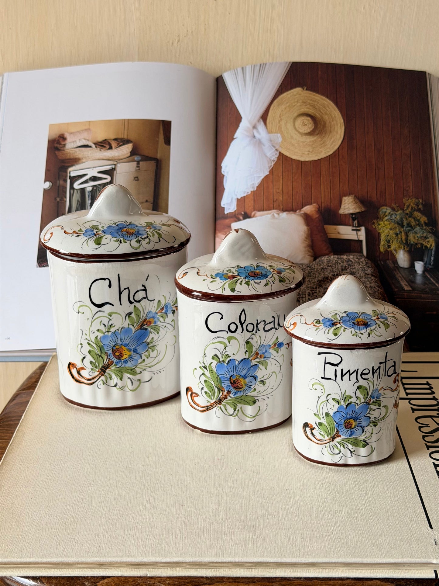 Set de 6 recipiente pentru depozitare din ceramica portugheza