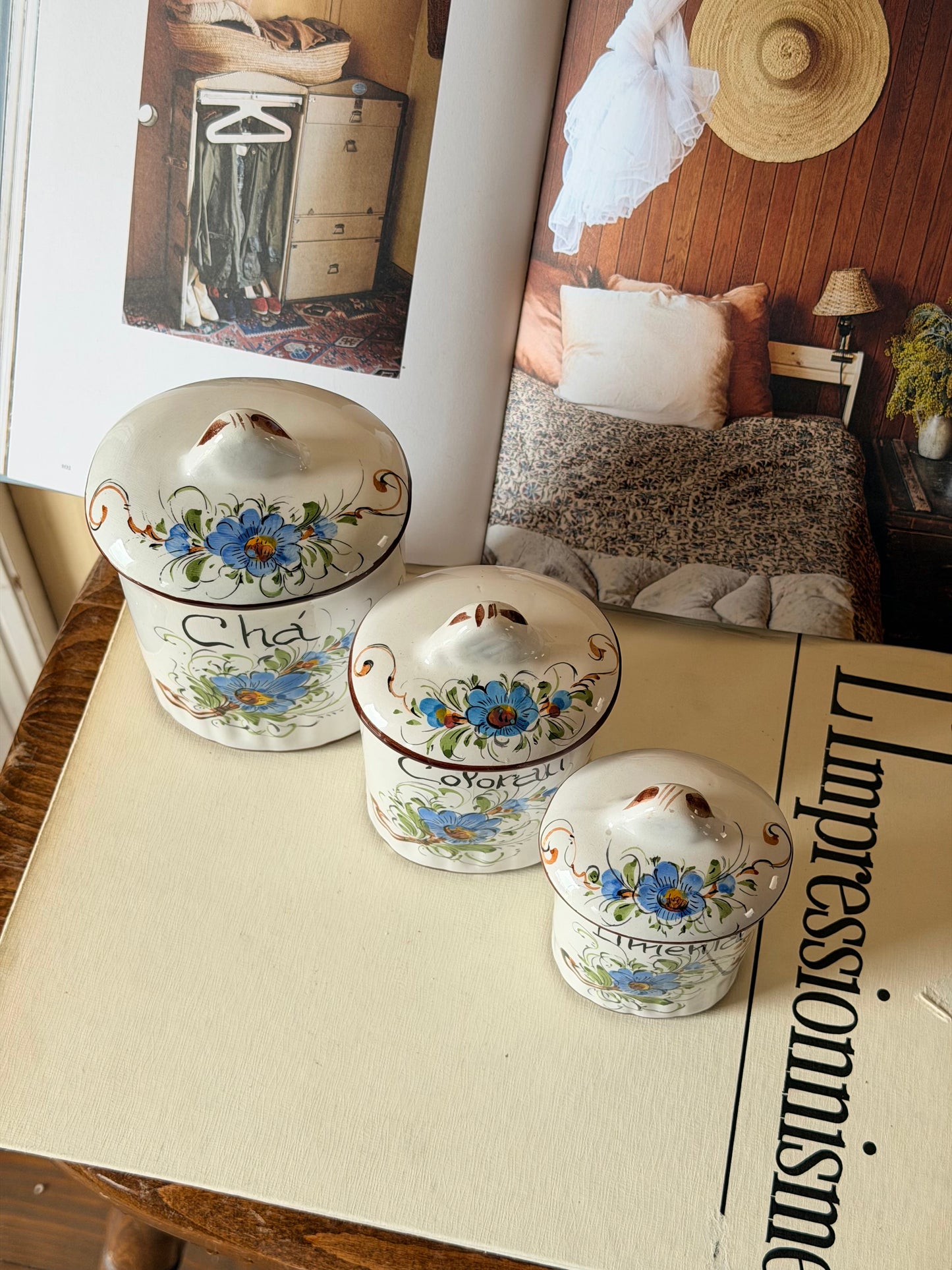 Set de 6 recipiente pentru depozitare din ceramica portugheza