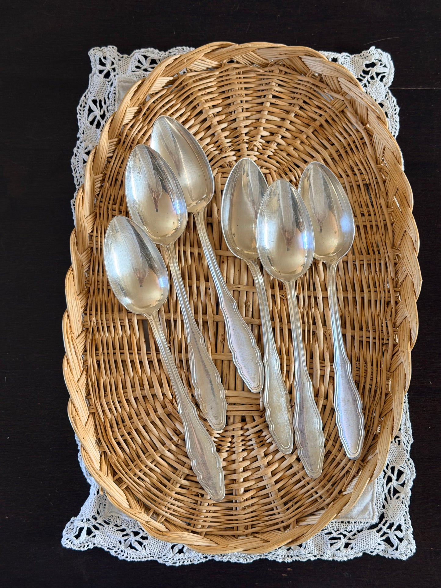 Set de 6 linguri vintage placate cu argint