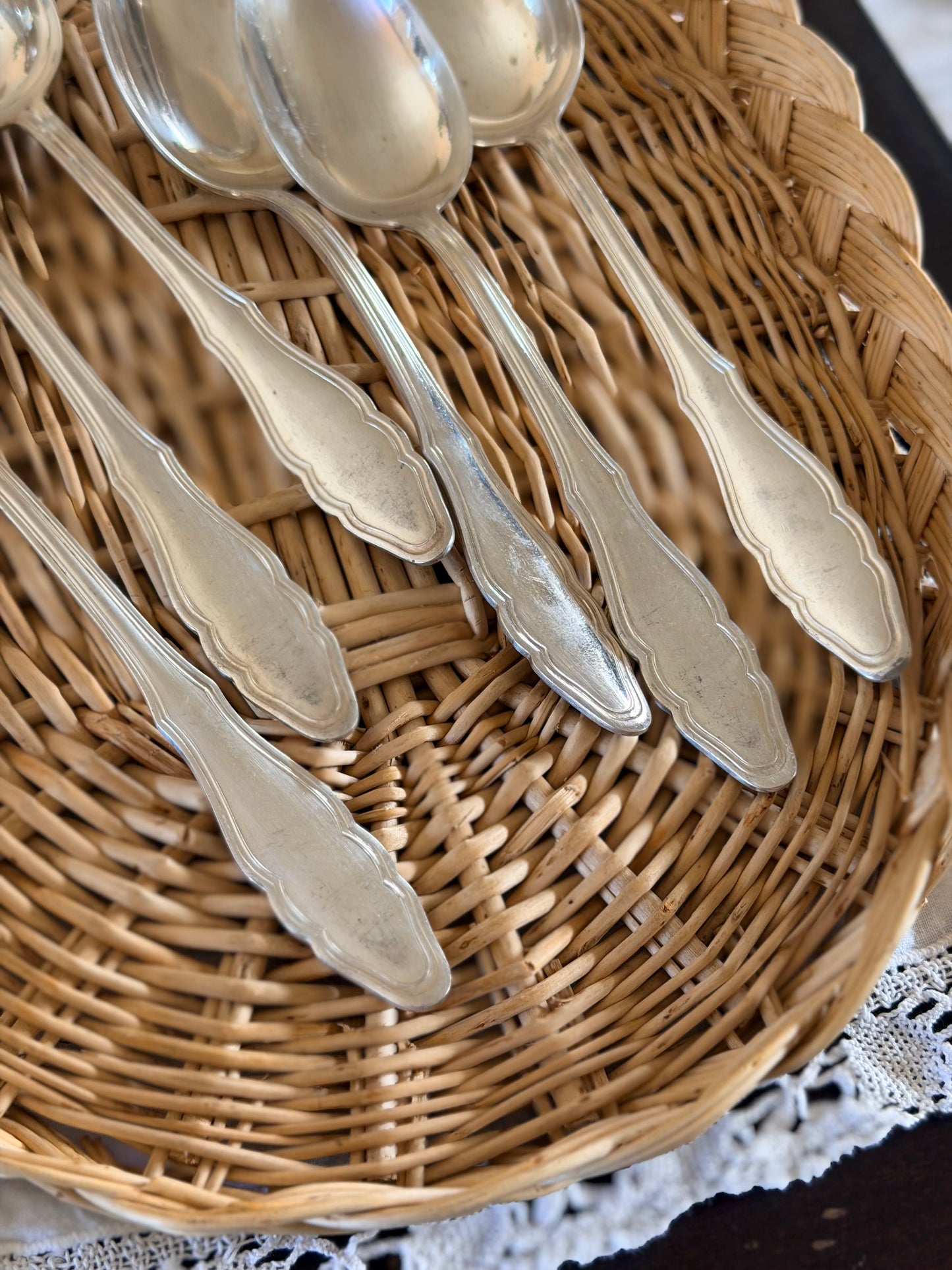 Set de 6 linguri vintage placate cu argint