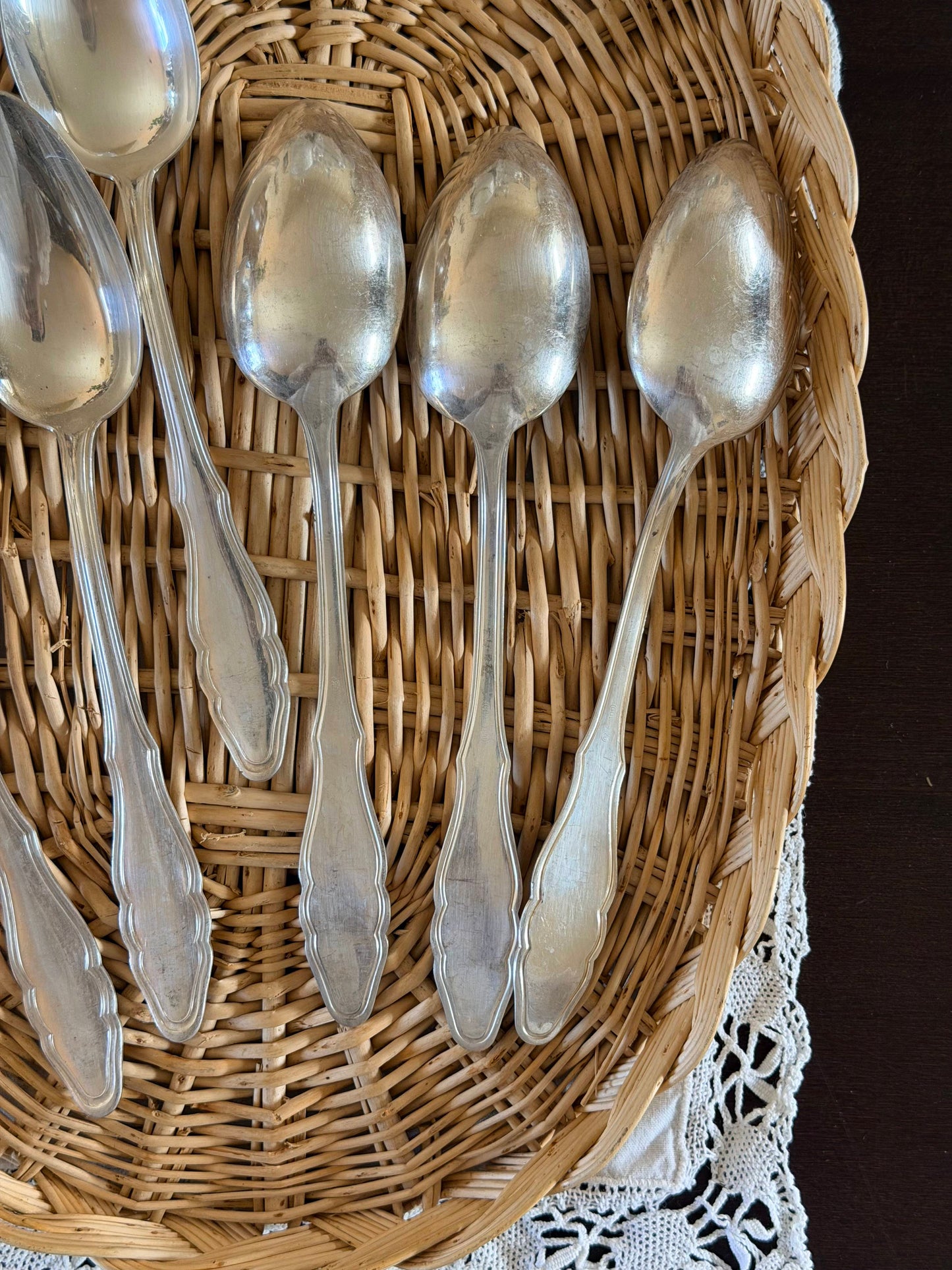 Set de 6 linguri vintage placate cu argint