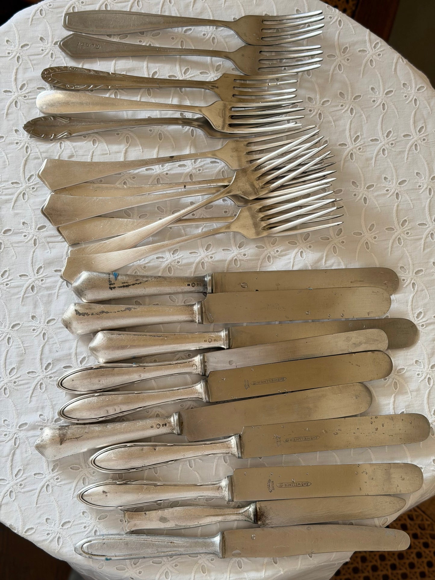 Set de 21 tacâmuri vintage argintate mix&match