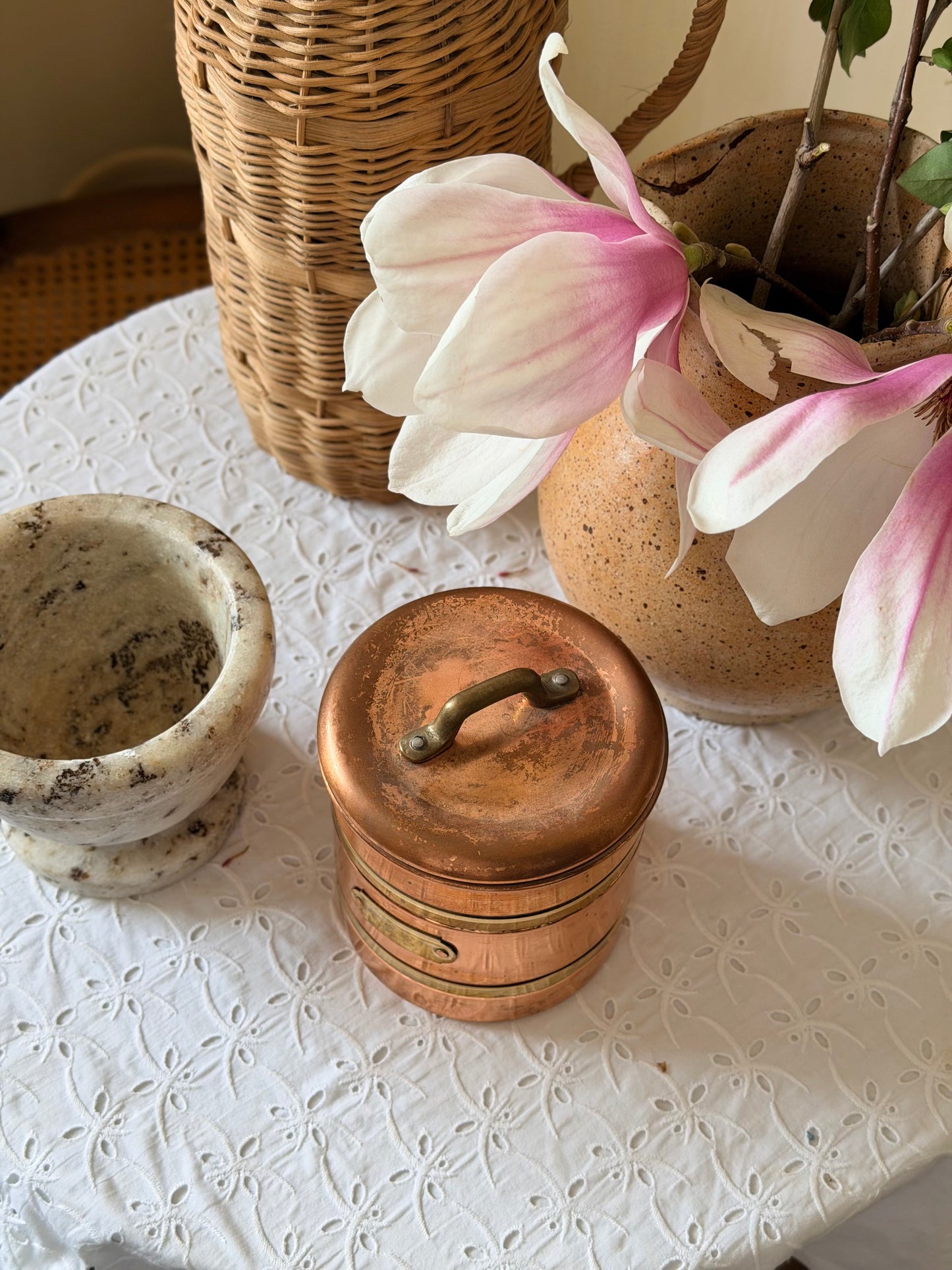 Recipient Sweden by Dorre pentru ceai din cupru și alamă, cca 1970