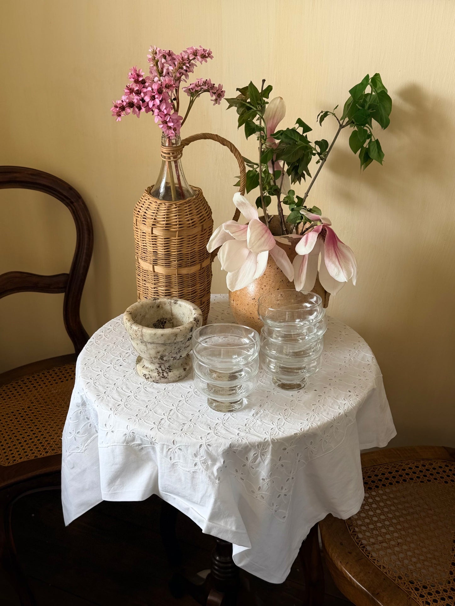 Set de 7 cupe vintage pentru înghețată/desert din sticlă