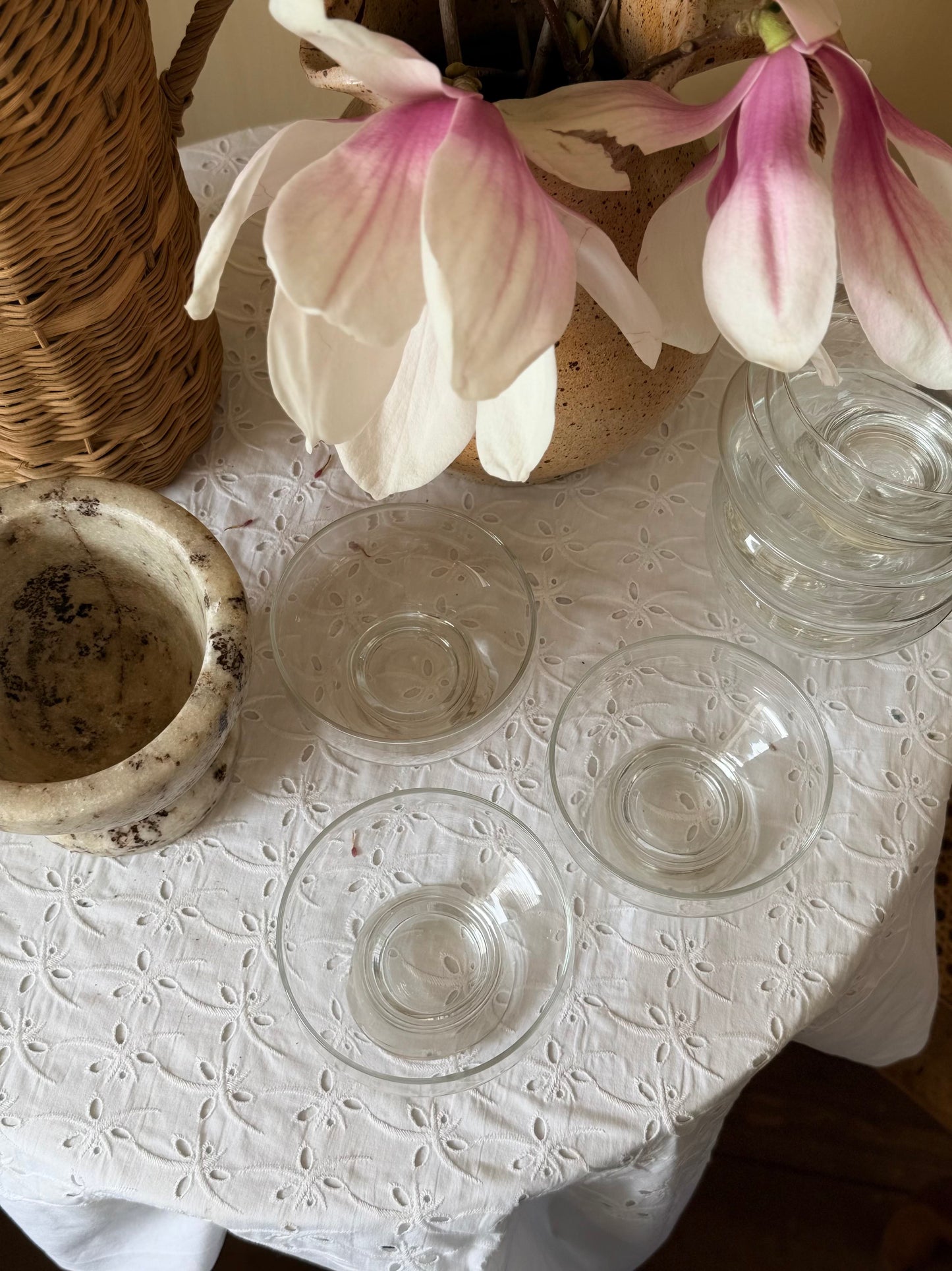 Set de 7 cupe vintage pentru înghețată/desert din sticlă