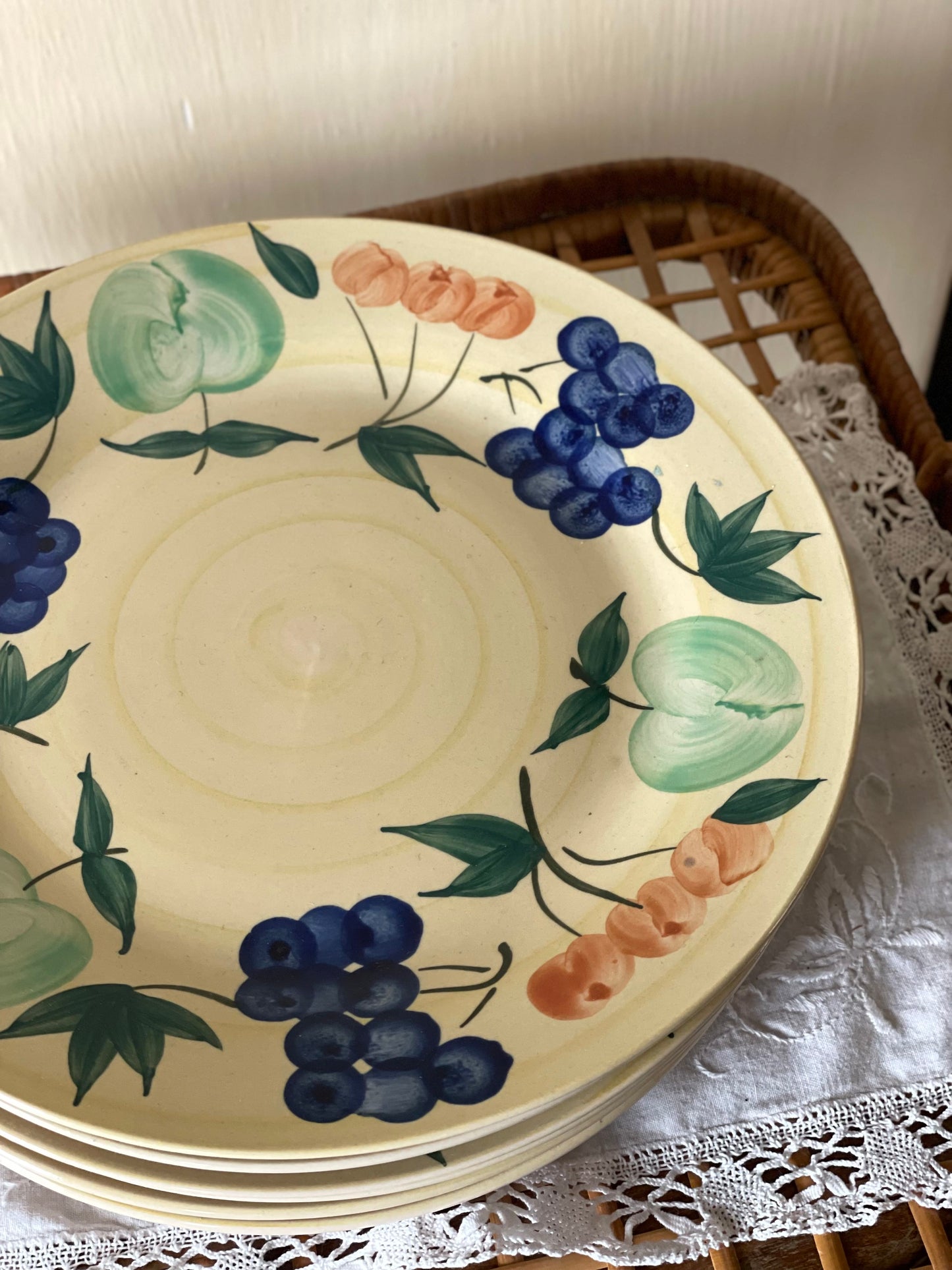 Farfurii de cină mari din ceramică italiană, pictate manual