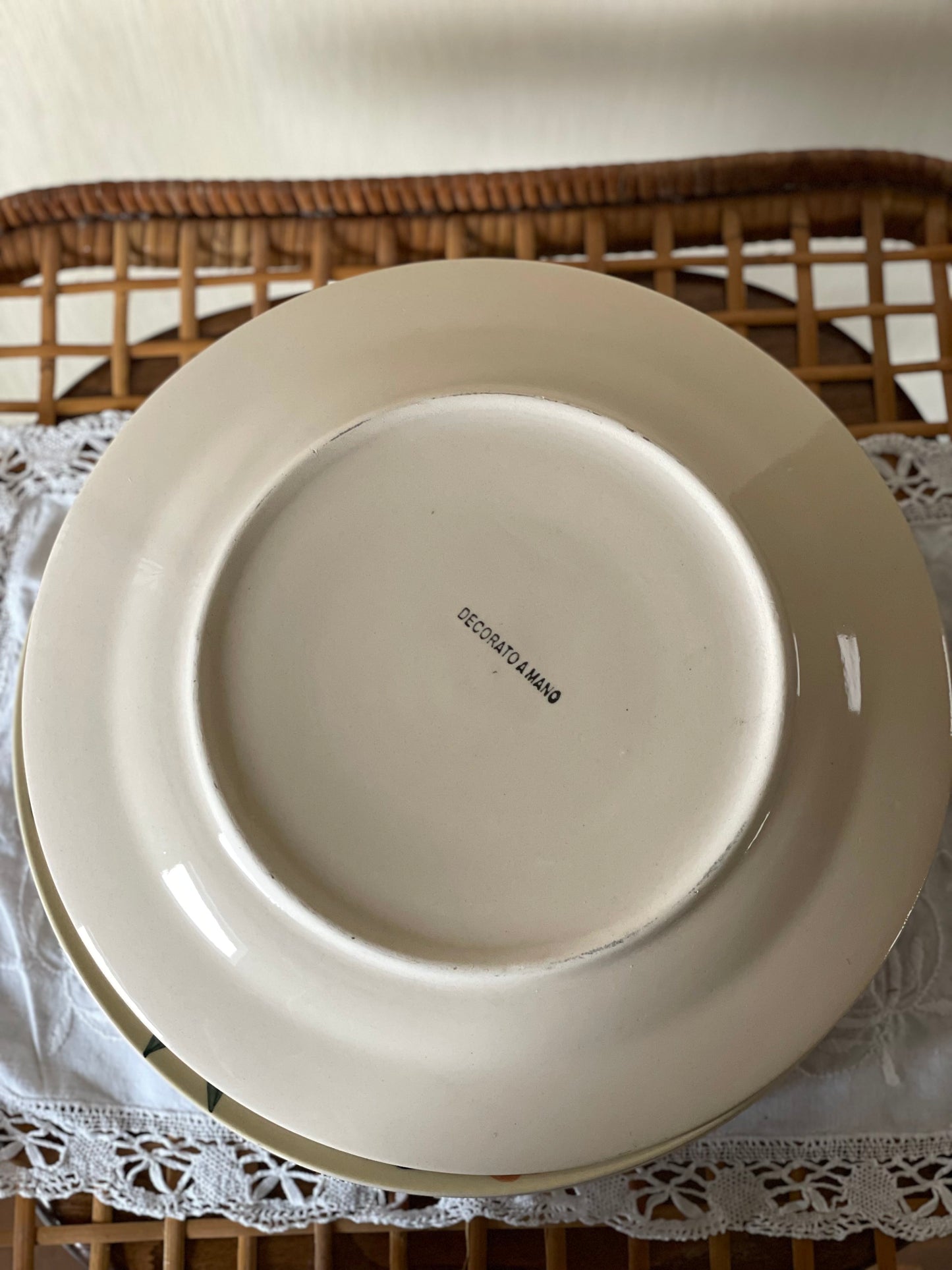 Farfurii de cină mari din ceramică italiană, pictate manual