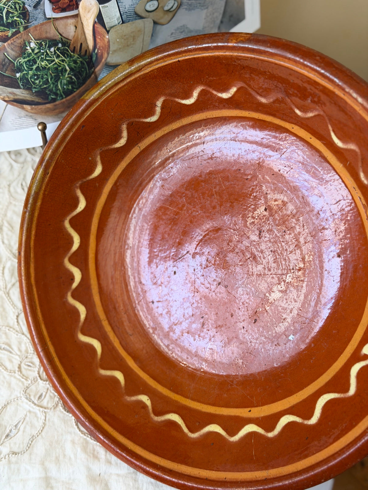 Bol antic intins rustic din teracota, sec XIX