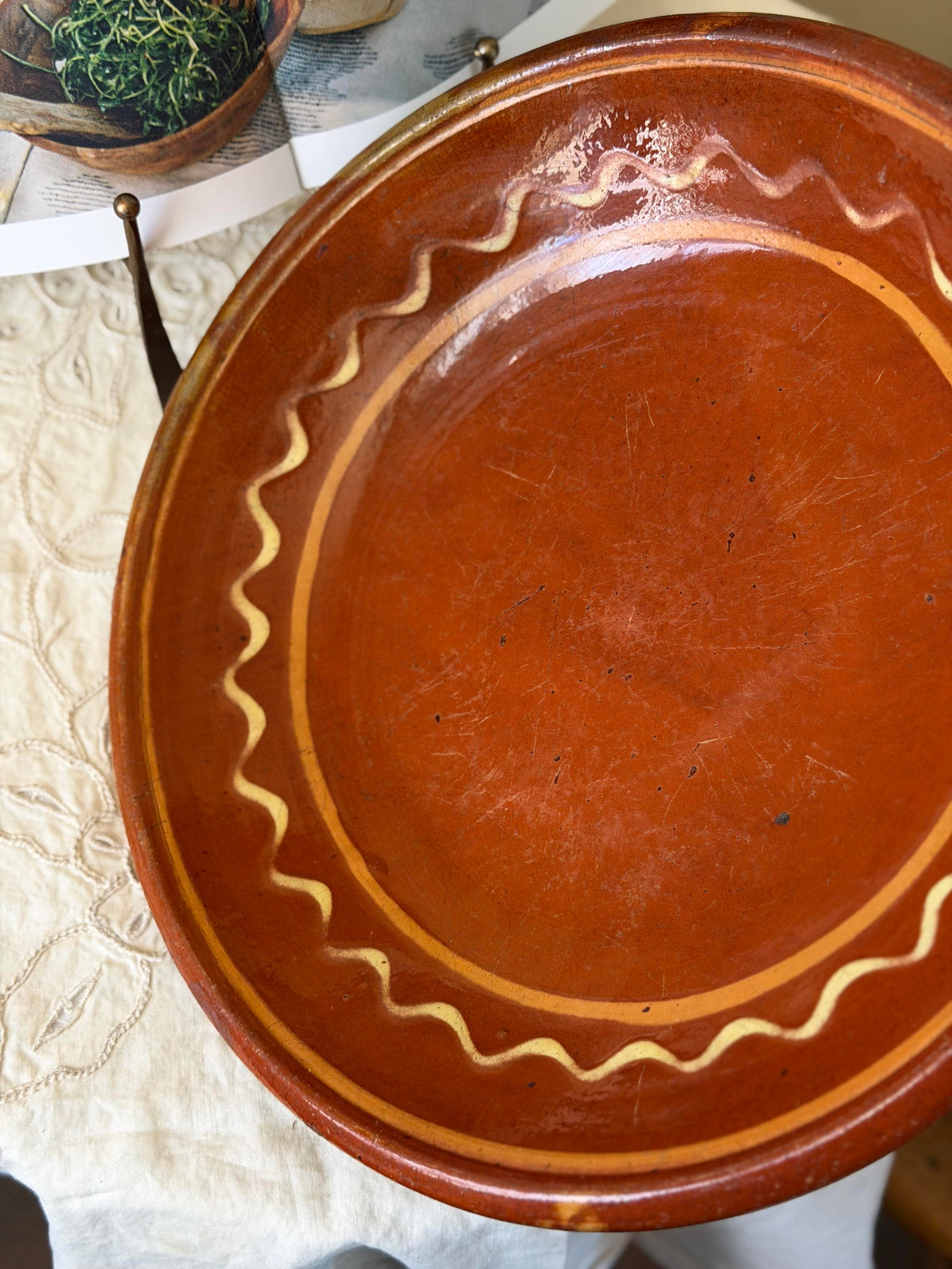 Bol antic intins rustic din teracota, sec XIX