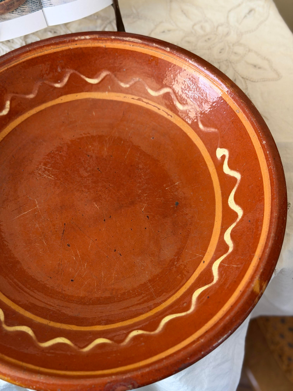 Bol antic intins rustic din teracota, sec XIX