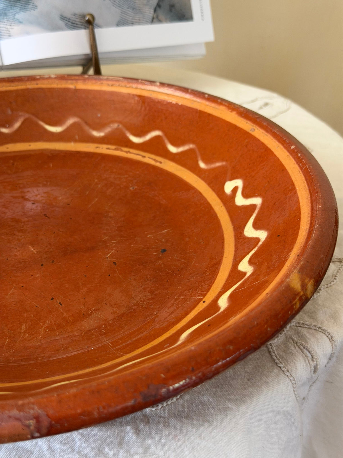 Bol antic intins rustic din teracota, sec XIX