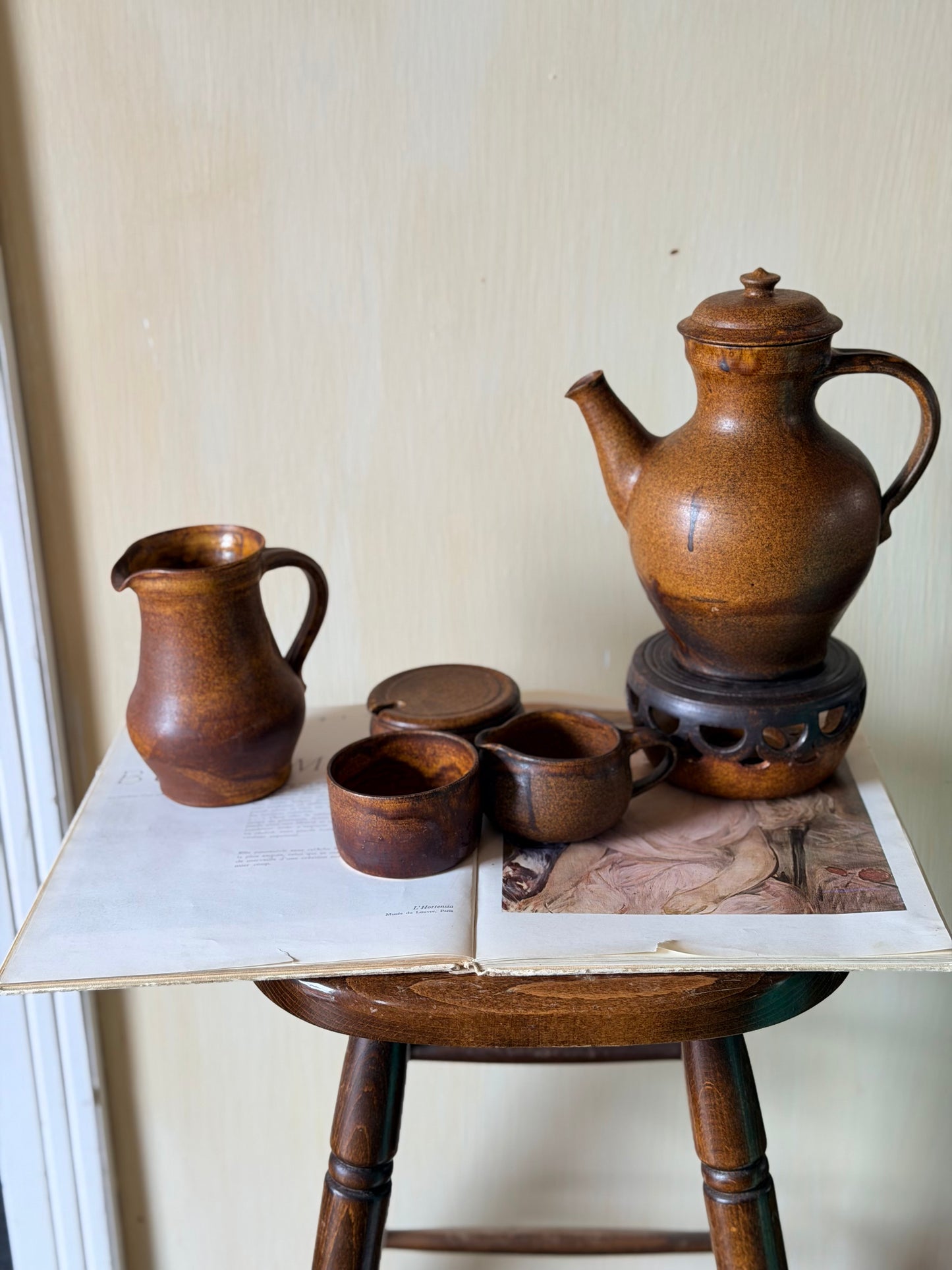 Set de 6 piese din ceramică pentru servirea ceaiului/cafelei, lucrate manual