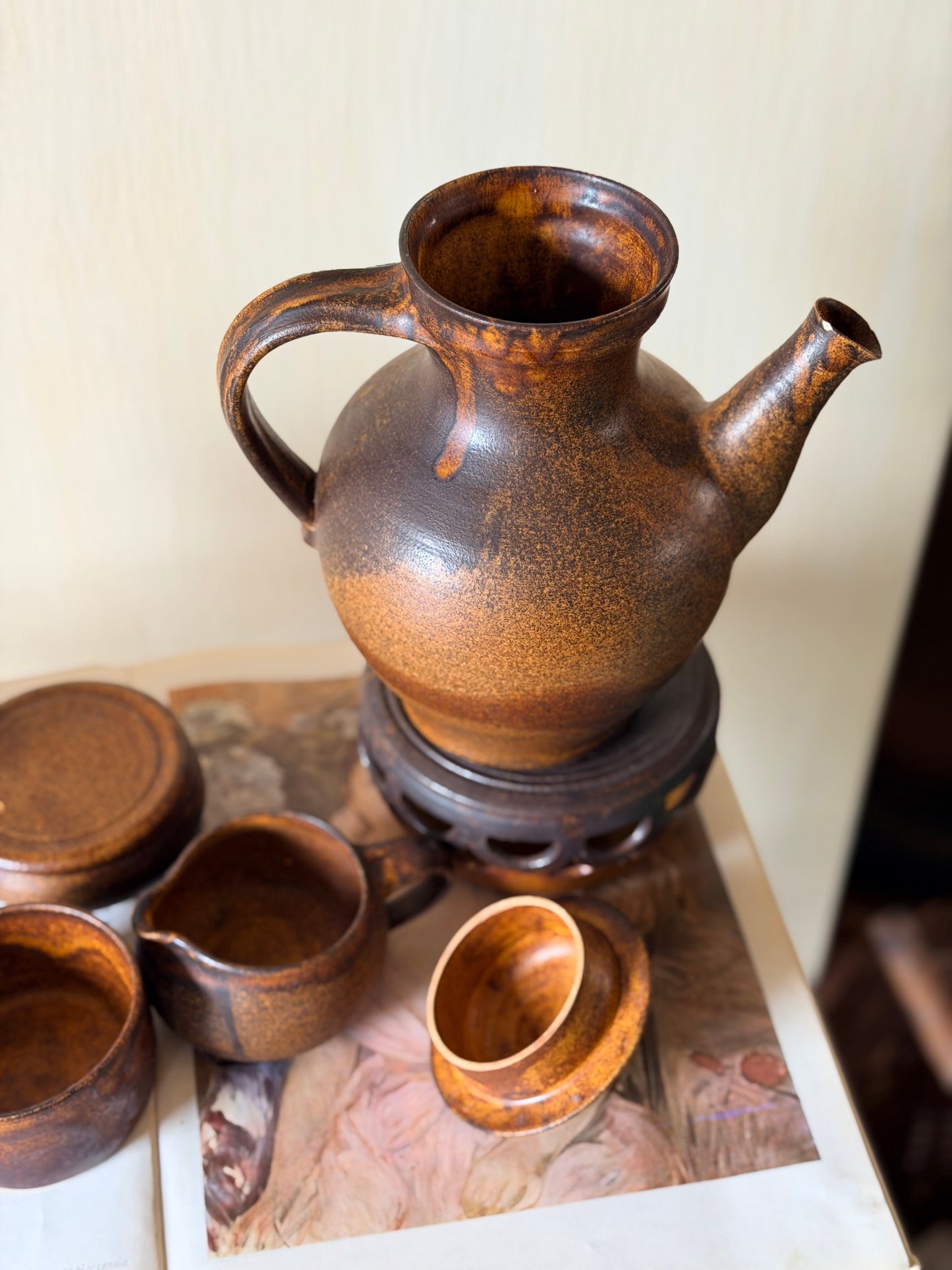 Set de 6 piese din ceramică pentru servirea ceaiului/cafelei, lucrate manual