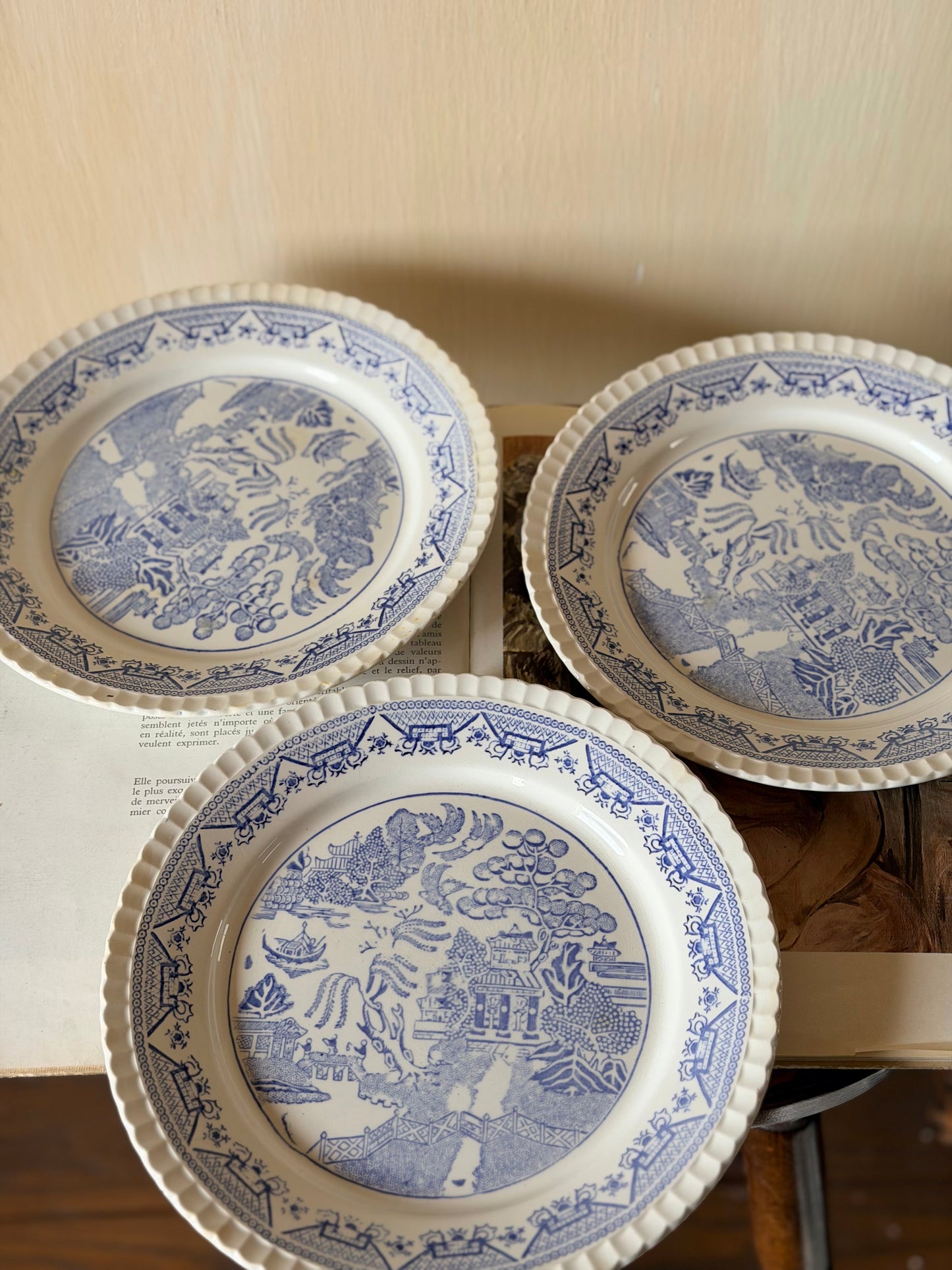 Set de 3 farfurii franțuzești Willow Digow Sarreguemines