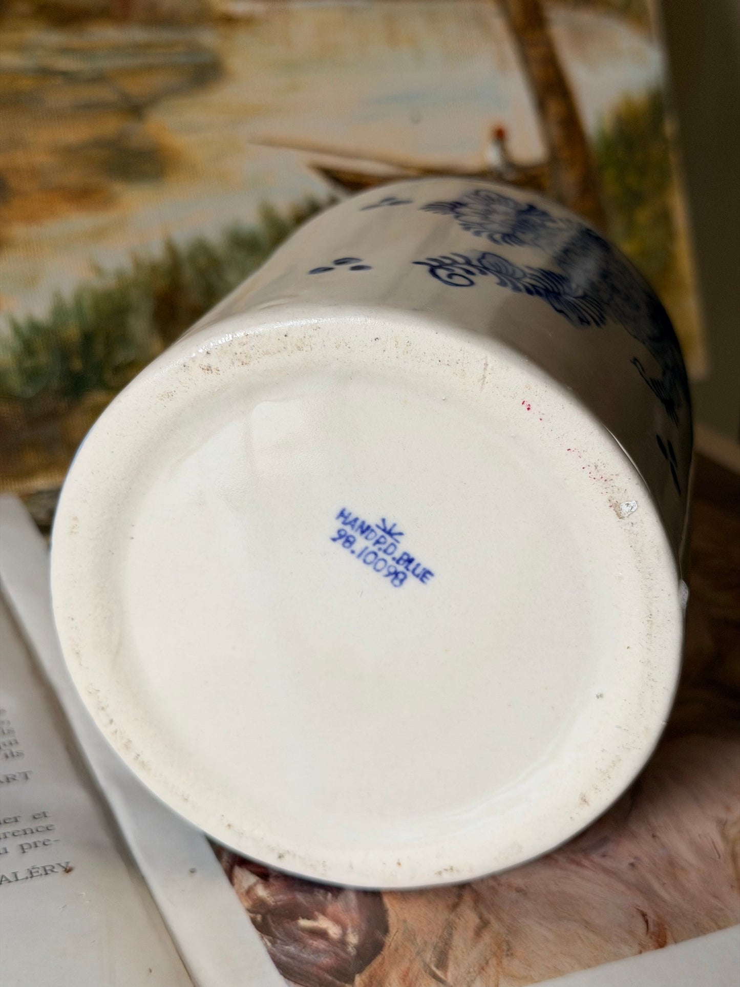 Borcan cu capac din porțelan Delft-handpainted