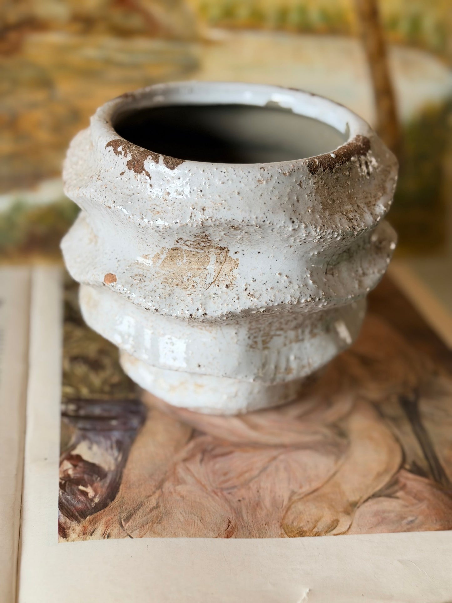 Vază artizanală vintage din ceramică glazurată, China