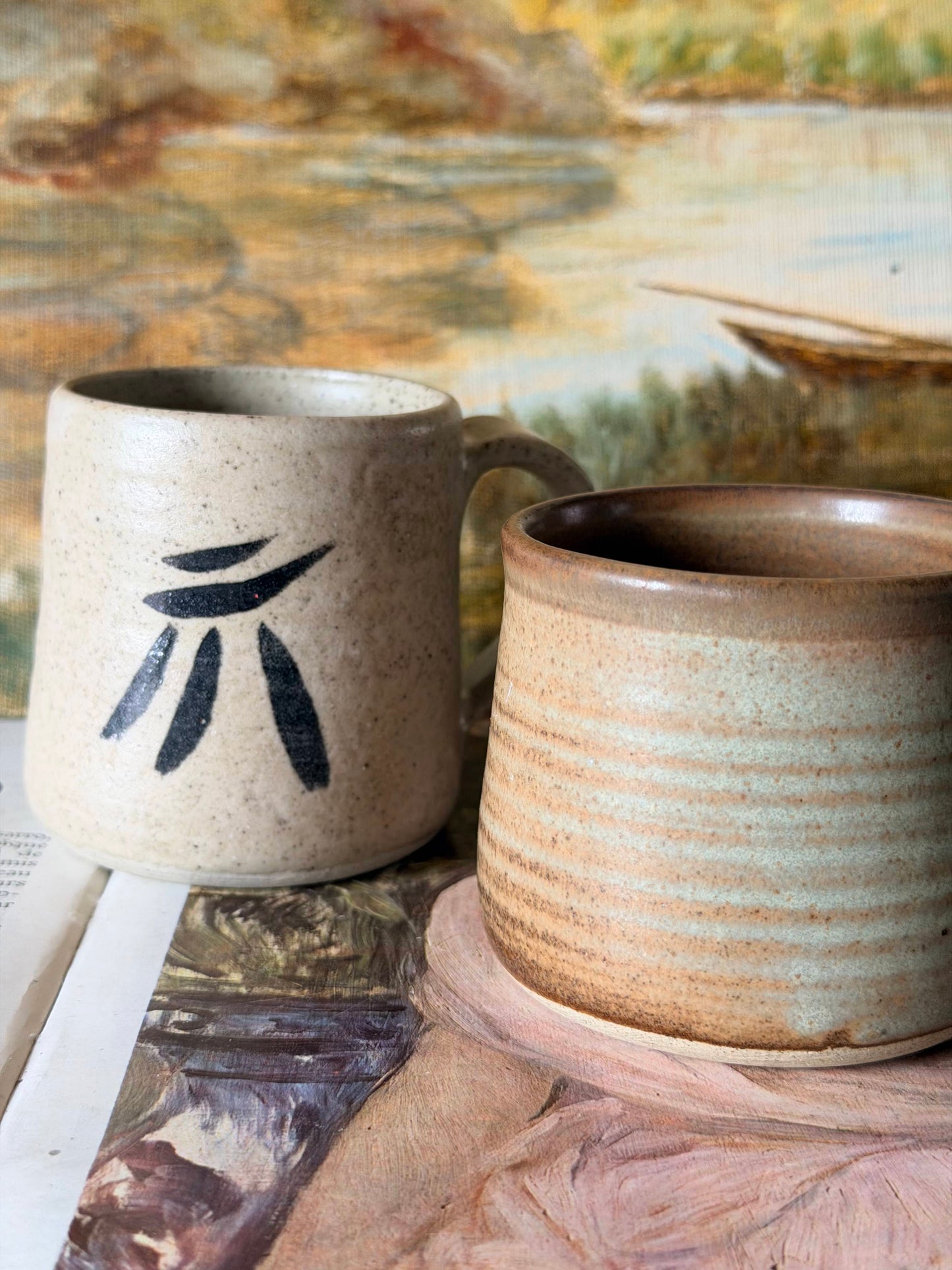 Set de două căni vintage japoneze din ceramică