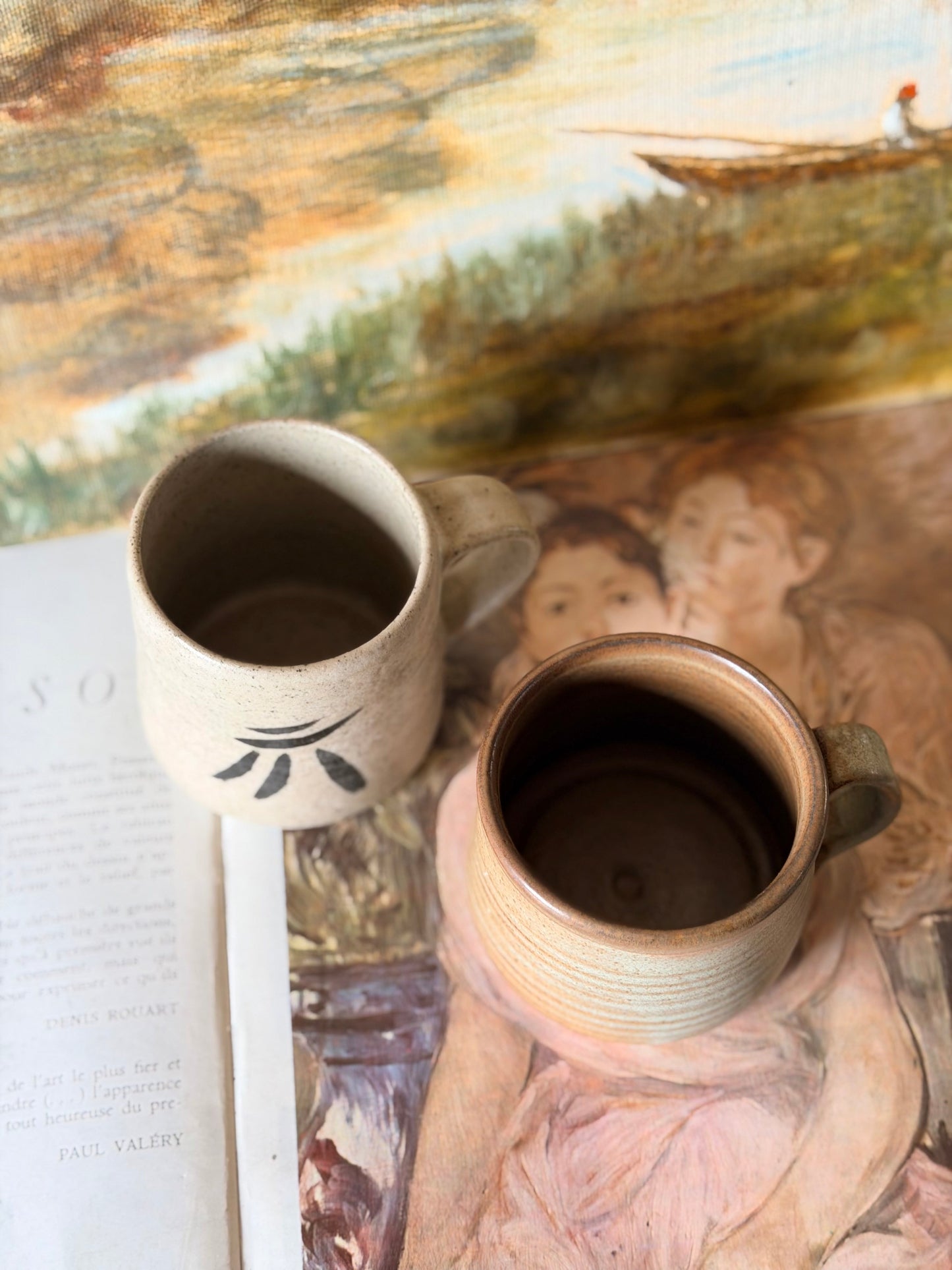 Set de două căni vintage japoneze din ceramică