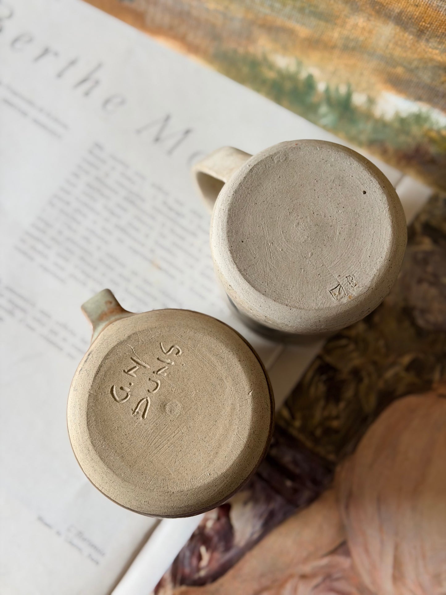 Set de două căni vintage japoneze din ceramică