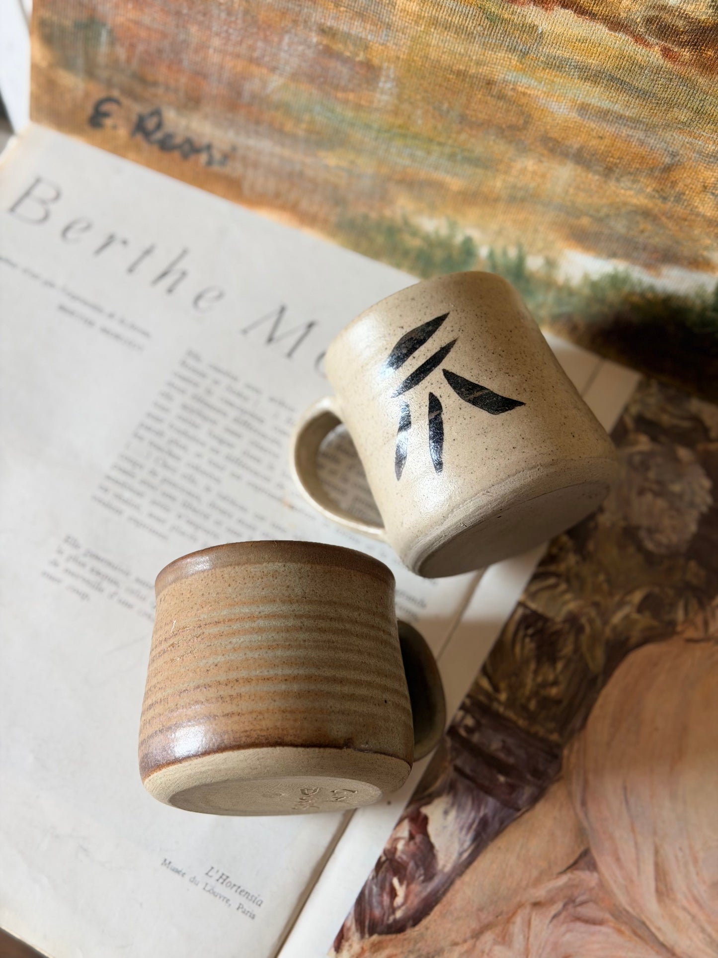 Set de două căni vintage japoneze din ceramică