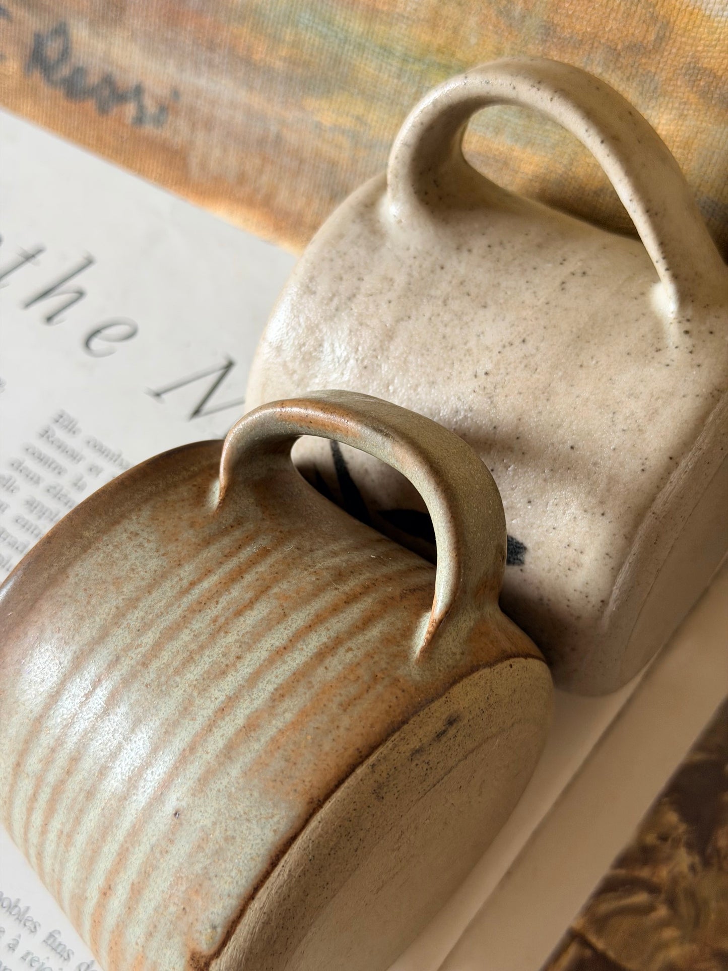 Set de două căni vintage japoneze din ceramică
