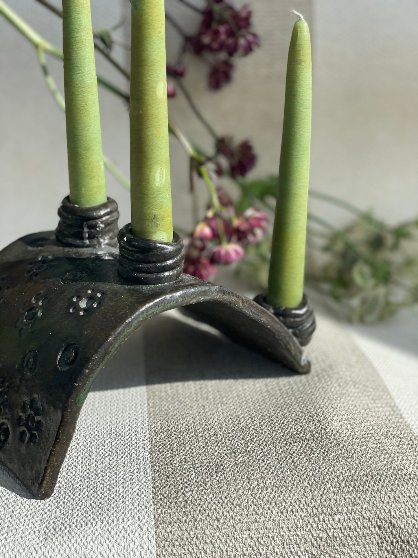 Suport unic de lumânǎri din ceramicǎ, stil japonez