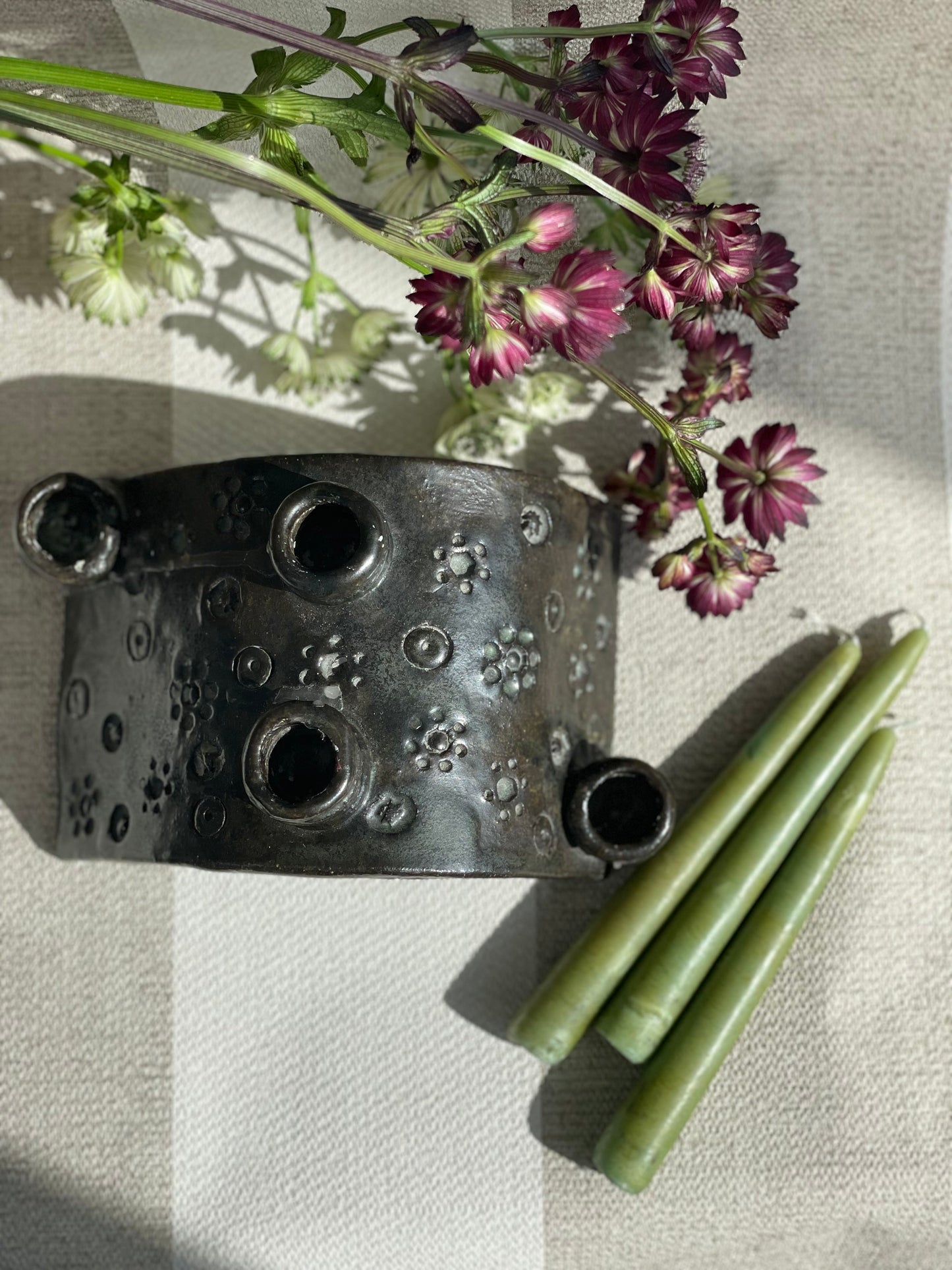 Suport unic de lumânǎri din ceramicǎ, stil japonez