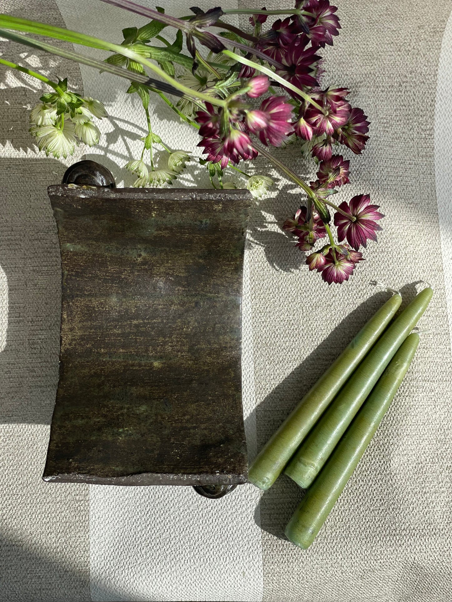 Suport unic de lumânǎri din ceramicǎ, stil japonez