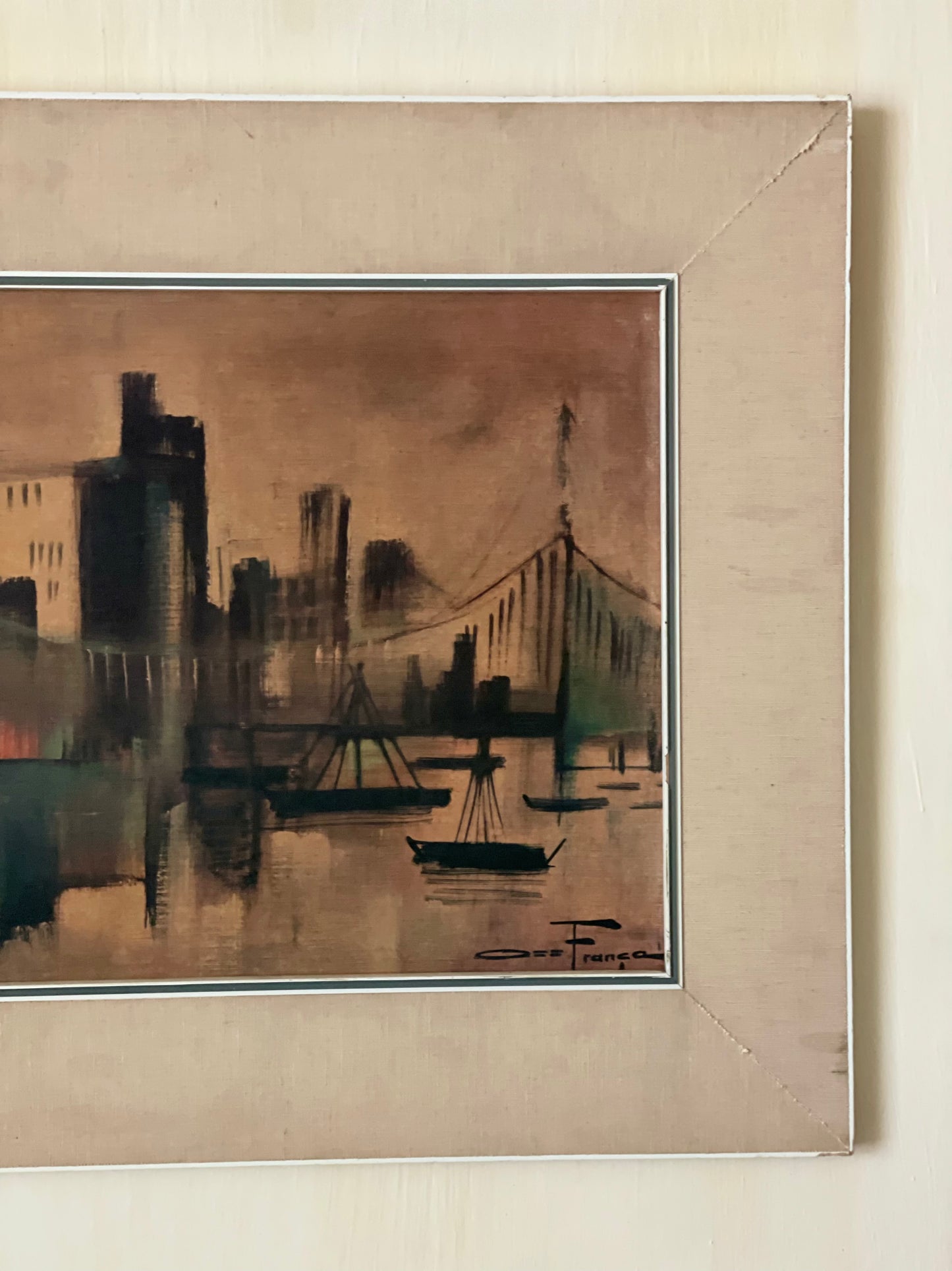 Litografie Mid Century Ozz Franca-peisaj urban modern