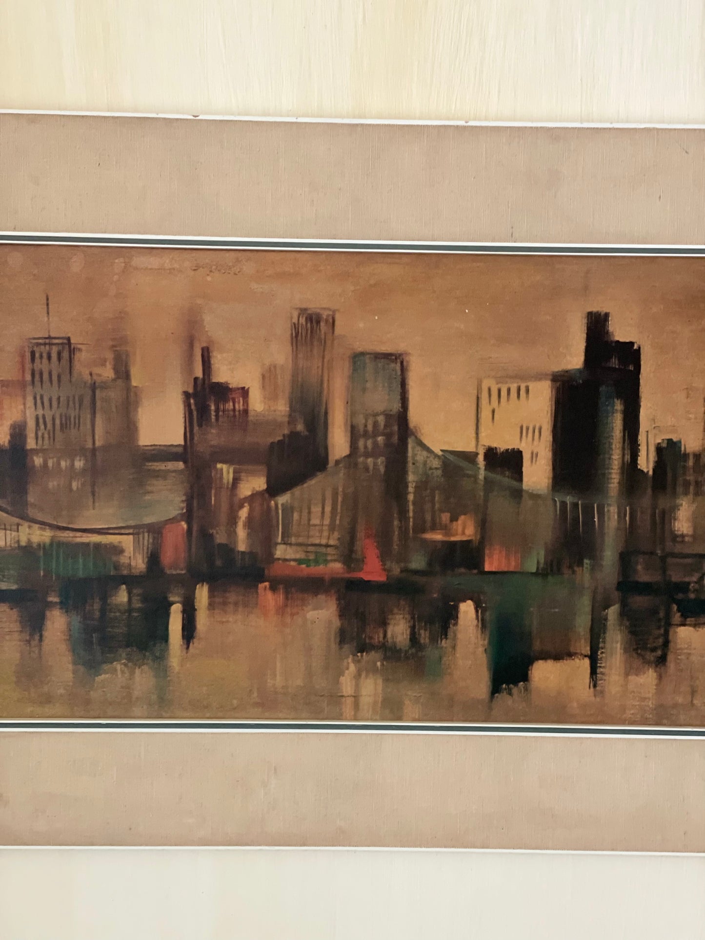 Litografie Mid Century Ozz Franca-peisaj urban modern