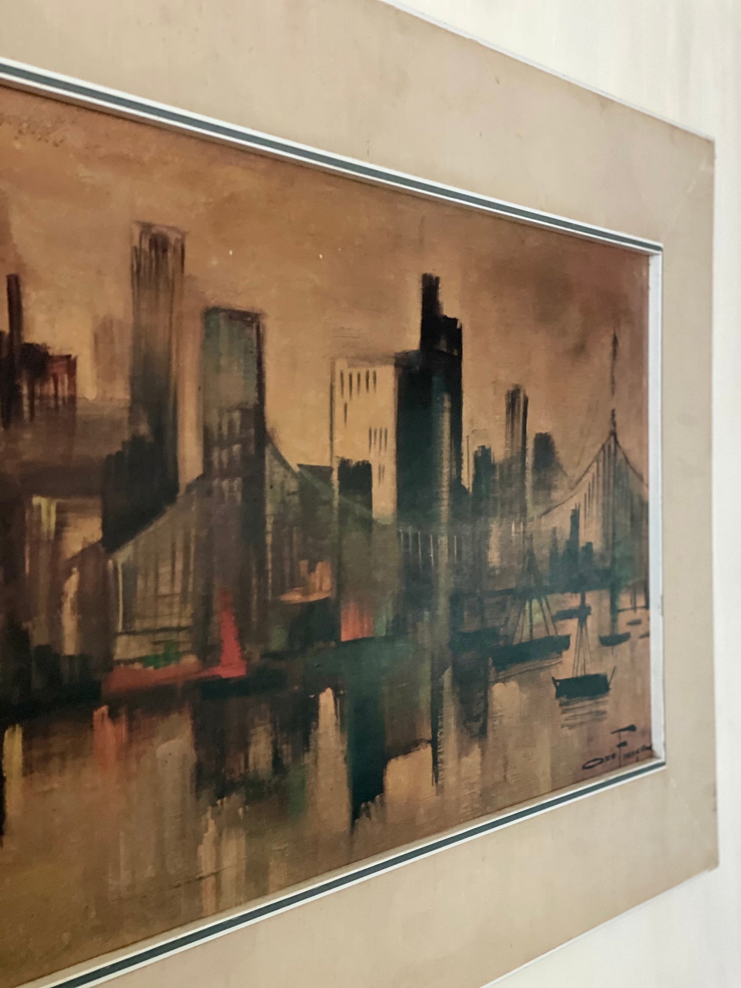 Litografie Mid Century Ozz Franca-peisaj urban modern