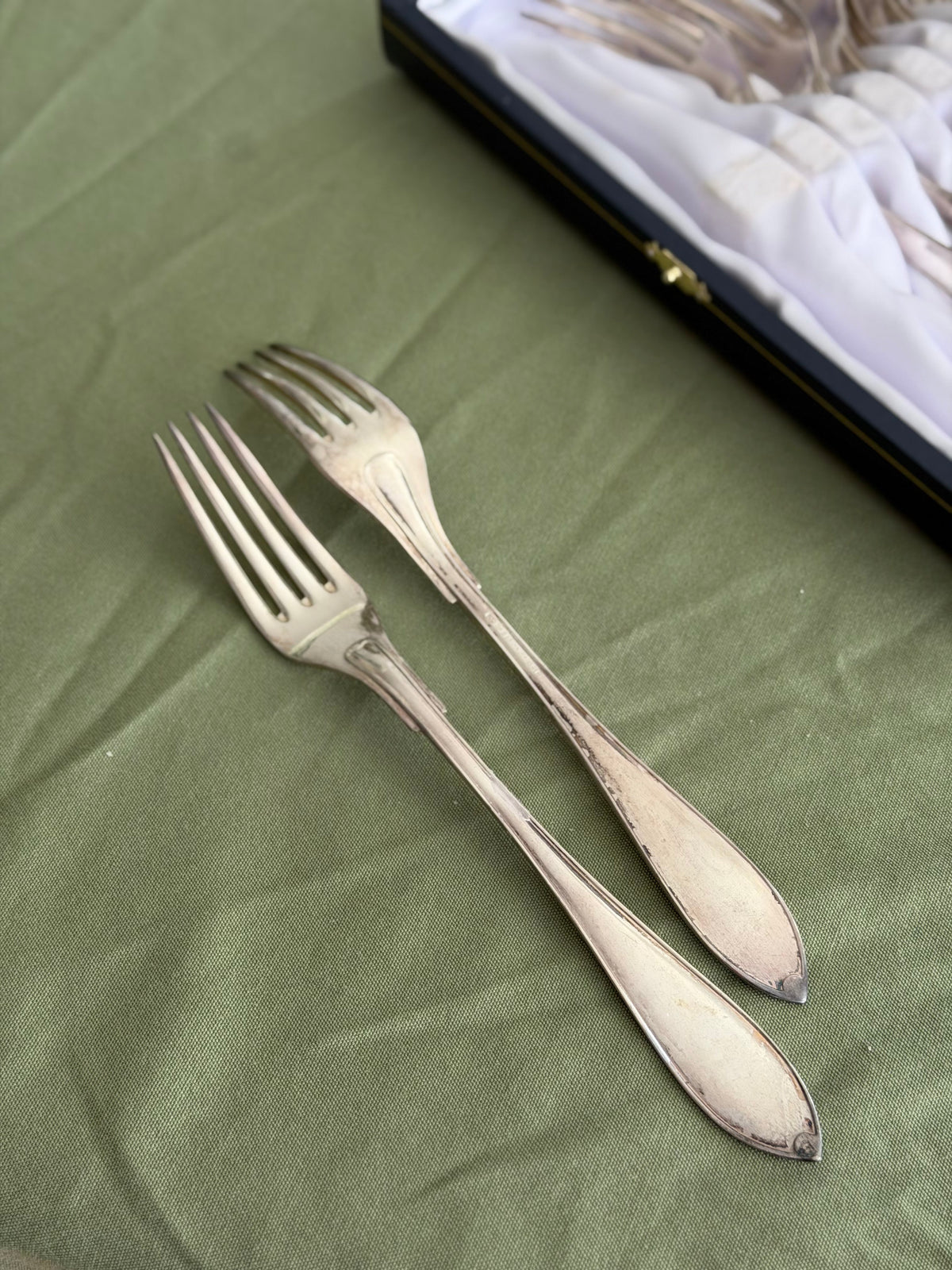 Set de 12 tacamuri suedeze din alpaca placate cu argint