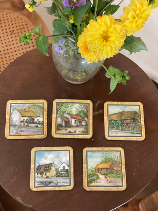 Set de 5 suporturi pentru pahare English Cottage