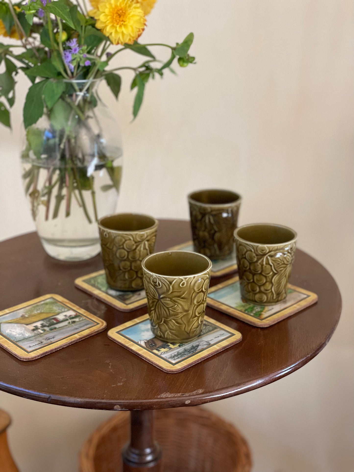 Set de 5 suporturi pentru pahare English Cottage